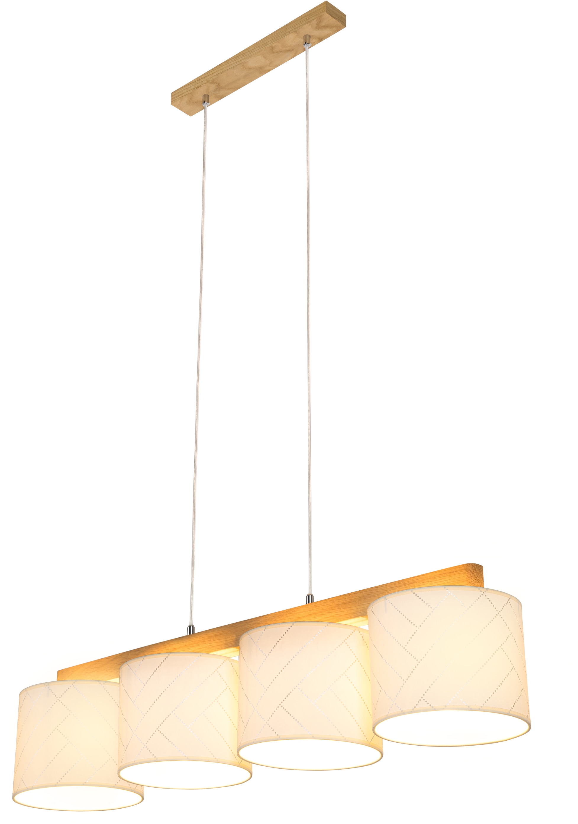 BRITOP LIGHTING Pendelleuchte »PUNTO«, 4 flammig, Leuchtmittel E27 | ohne Leuchtmittel, Hängeleuchte, Aus edlem Eichenholz, Kürzbar
