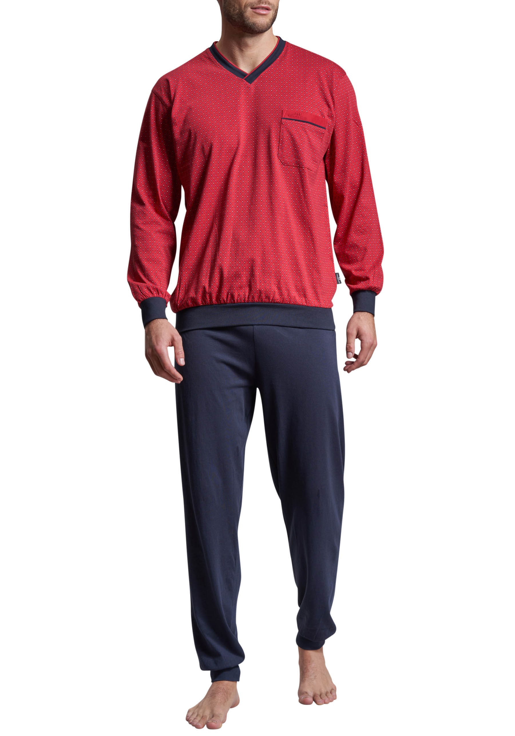 GÖTZBURG Pyjama "Manhattan", (2 tlg.), Langarm, V-Ausschnitt, lange Hose, V günstig online kaufen