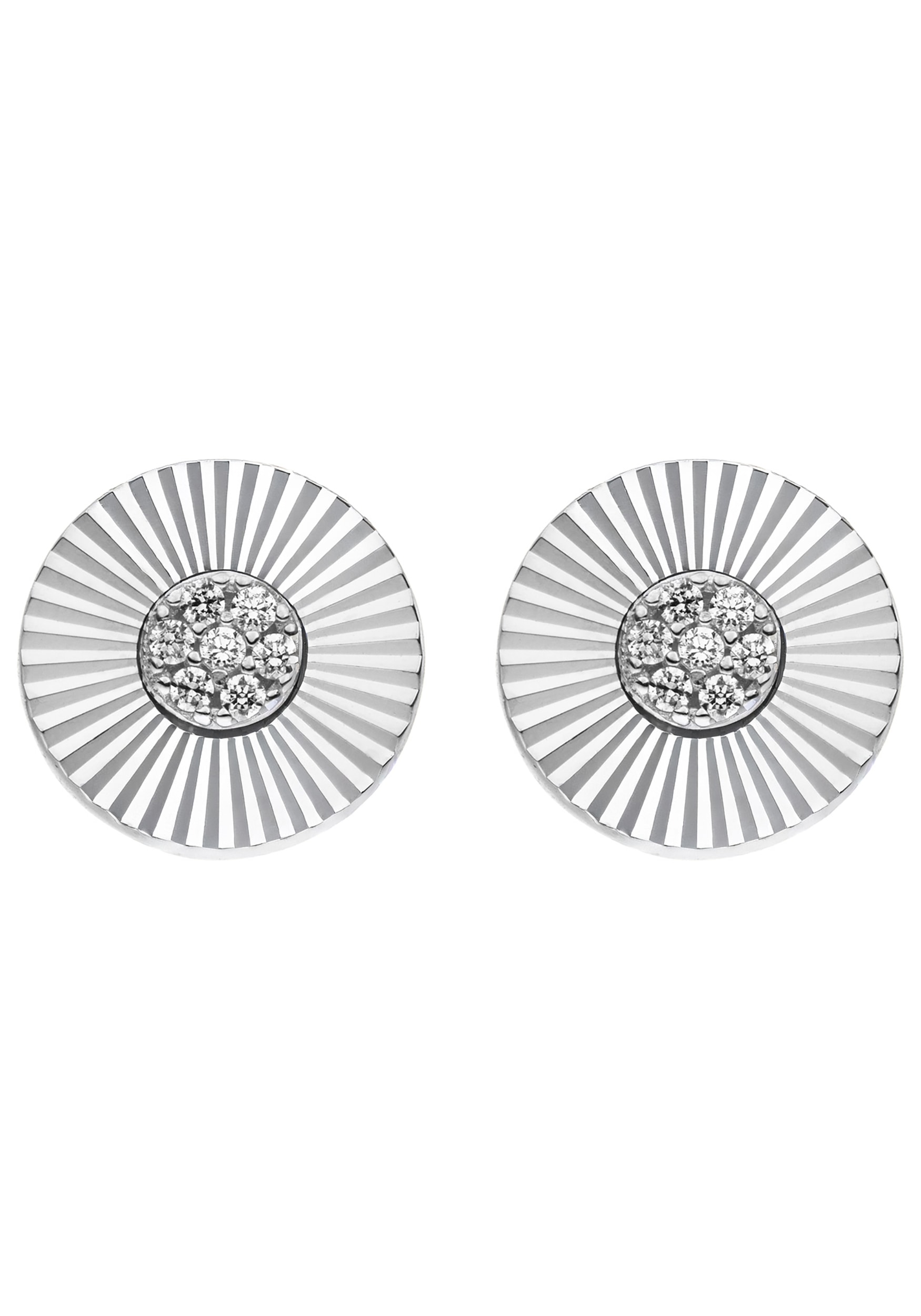 JOBO Paar Ohrstecker »Ohrringe Teller 8 mm« 925 Silber mit 14 Zirkonia