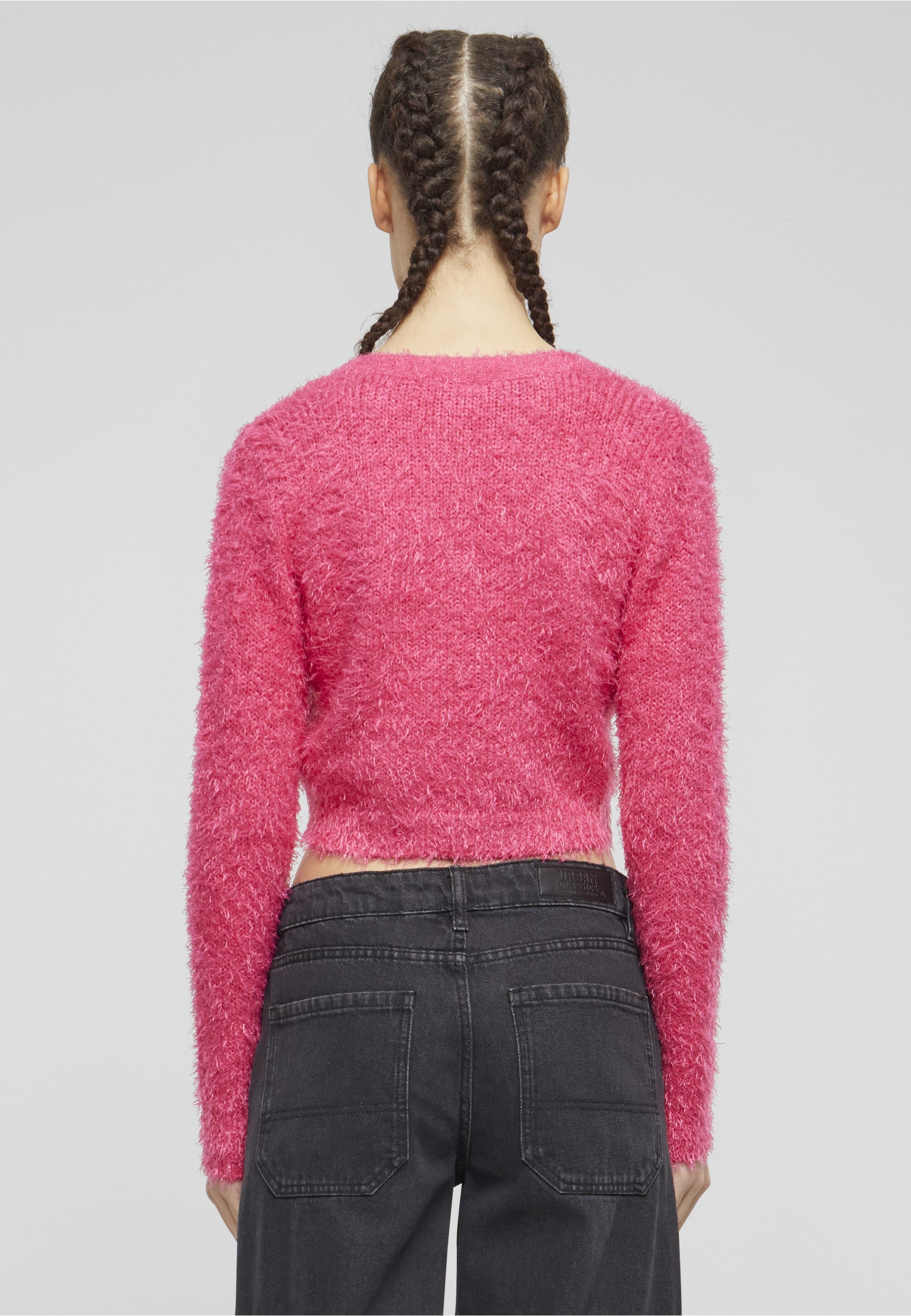 URBAN CLASSICS Strickjacke »Urban Classics Damen Ladies Cropped Feather Cardigan« 1 Stk.