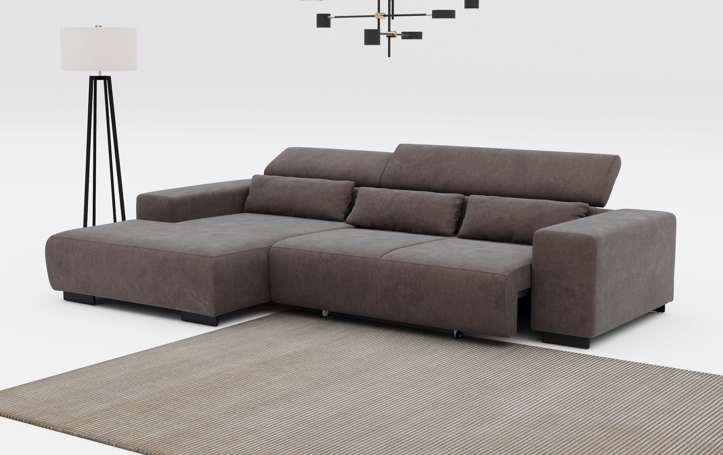 COTTA Ecksofa »Side L-Form, mit Kopfteilverstellung & 3 Nierenkissen«, optional motorische Sitztiefenverstellung