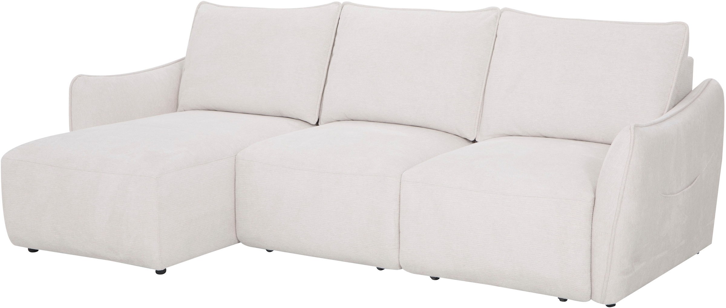 OTTO home Ecksofa »FEENY Schlafsofa (260 cm) elektr. Sitztiefenverstellung in 2 Sitzen« Sitze einzeln verstellbar, weicher Webstoff