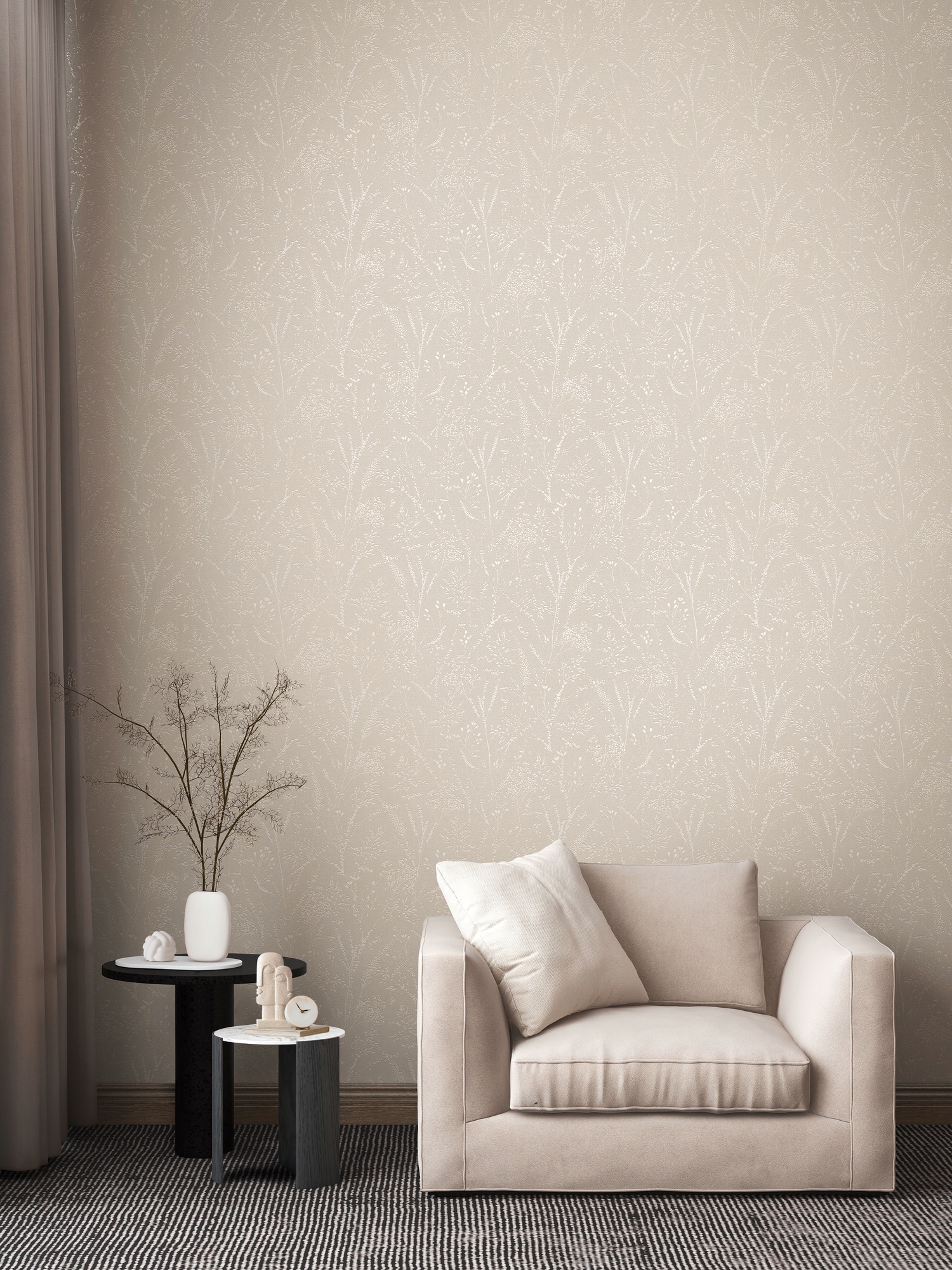 A.S. Création Vliestapete "Pure Elegance Tapete Mit Ästen Mustertapete Floral Blumen" Schimmernd Strukturiert Vliestapete Blumentapete Für