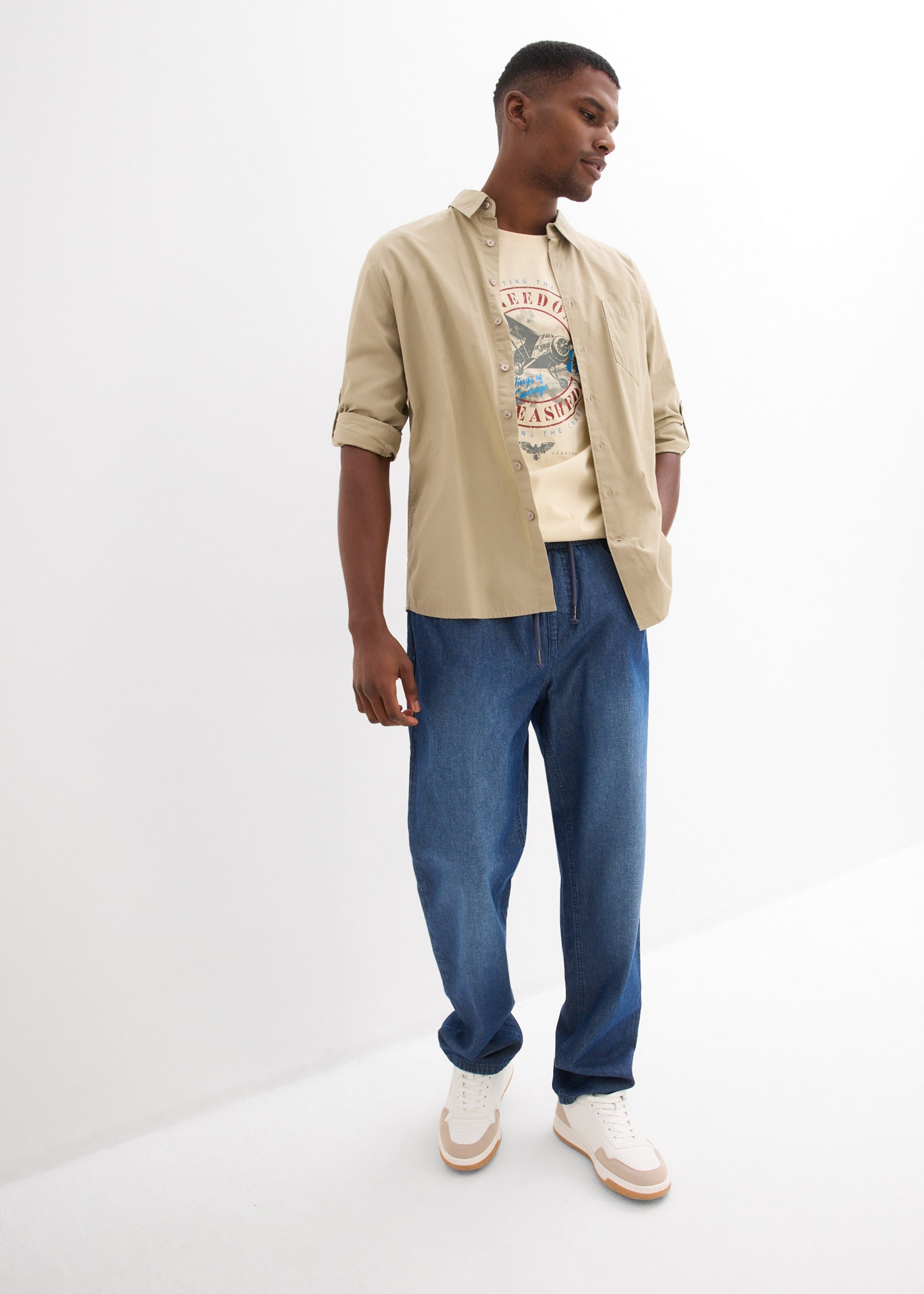 bonprix Schlupfjeans Packung, 2 klassischer Schnitt, aus reiner Baumwolle, mit Washed-Effekt