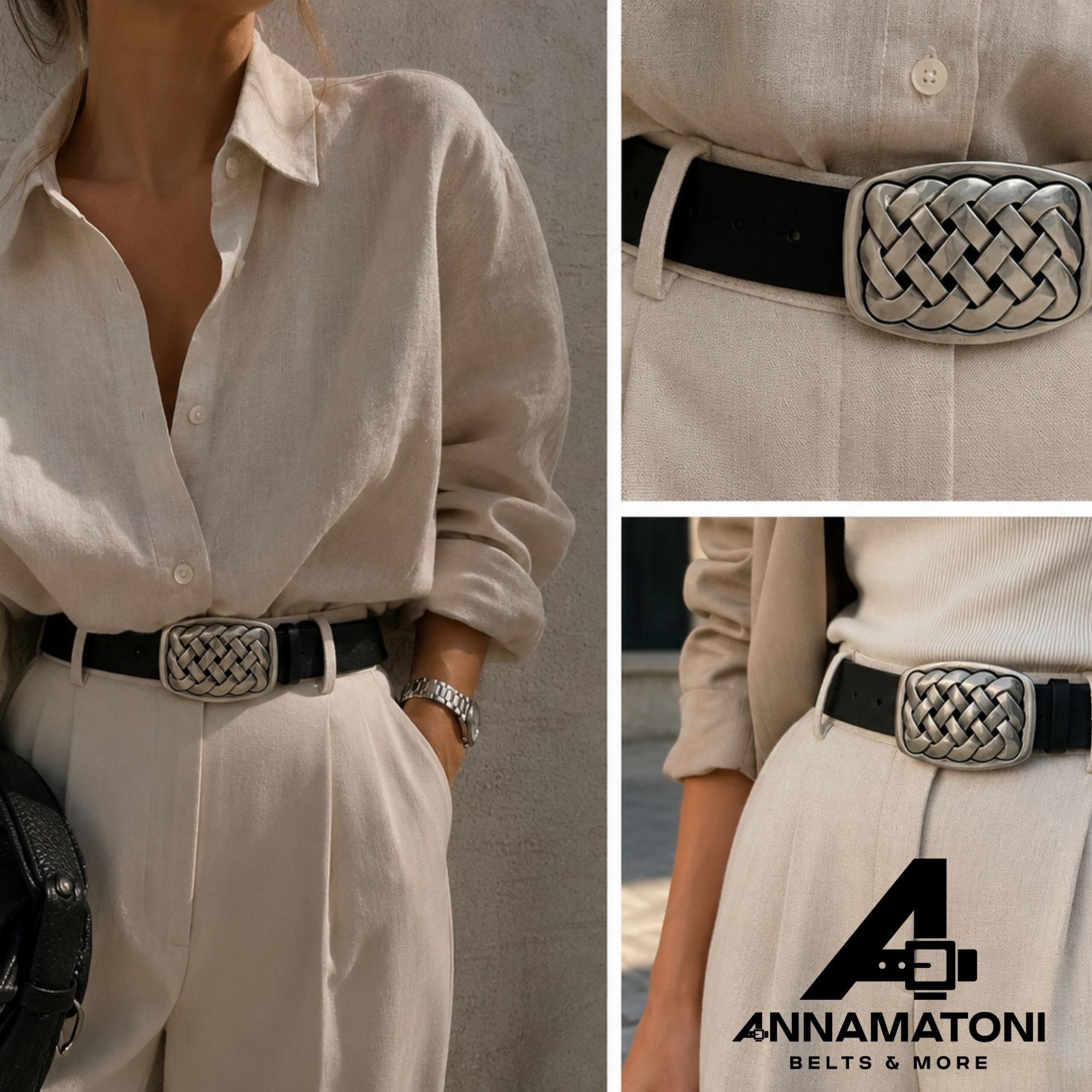 AnnaMatoni Ledergürtel »AnnaMatoni AnnaMatoni Damen Gürtel Echtleder 4cm mit silberner«