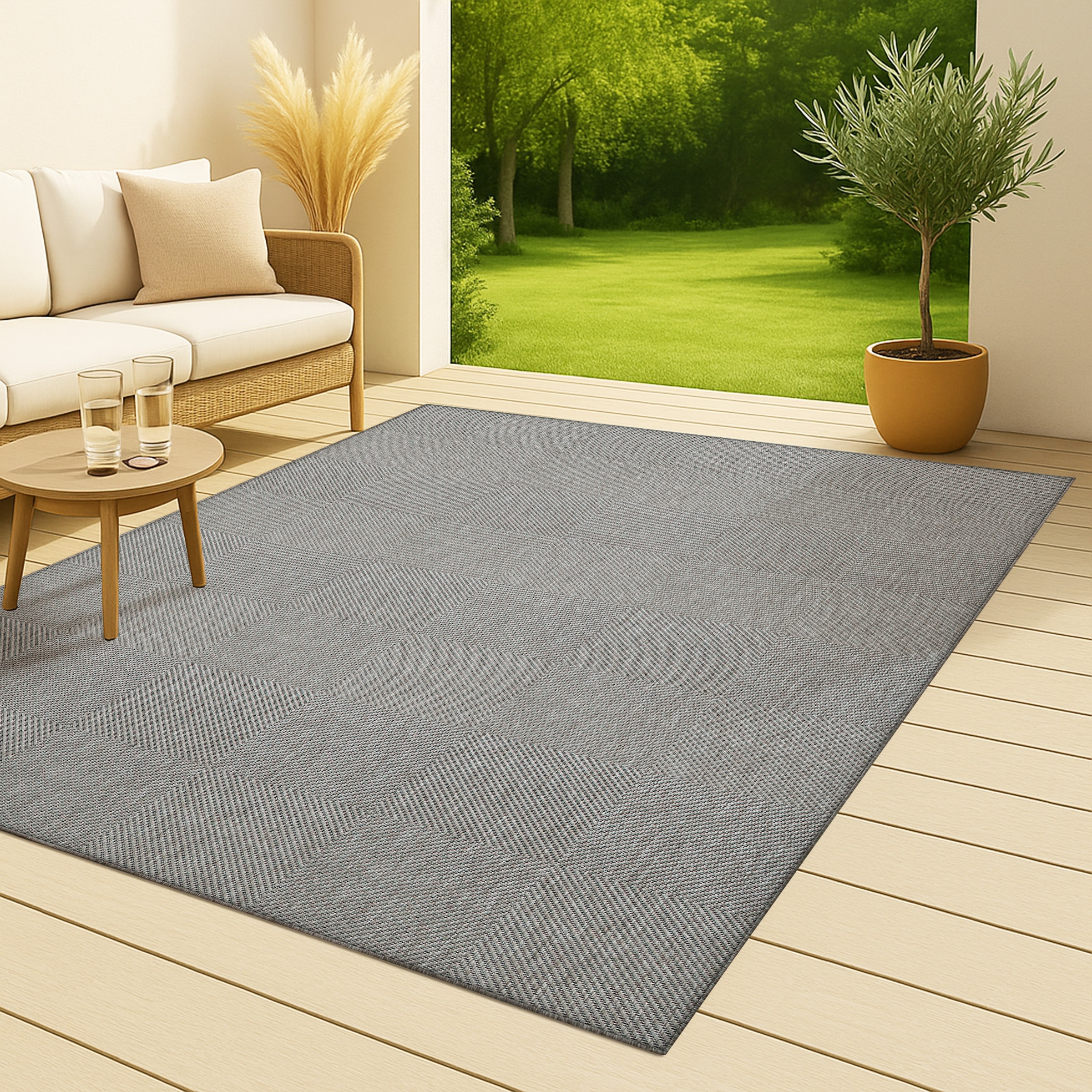 my home Teppich »Anna, auch als Läufer erhältlich«, rechteckig, 3 mm Höhe, In- und Outdoor geeignet, Sisal-Optik, Wetterfest & UV-beständig