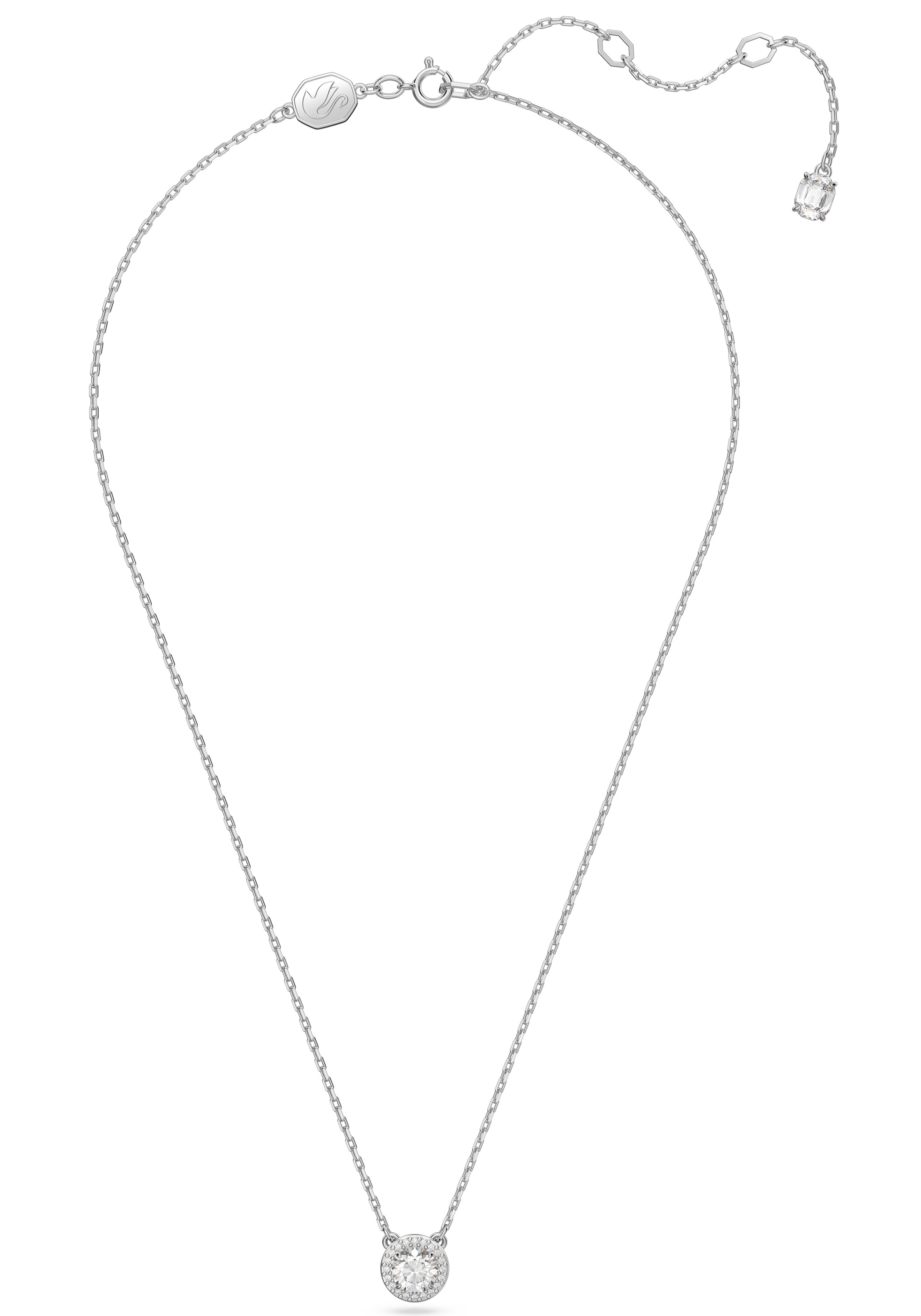 Kette mit Anhänger SWAROVSKI "Una Angelic", weiß (metallfarben, kristallweiß), Halsketten, Damen, Metall, L: 44 B: 1,4mm, mit Swarovski Kristall, B:1,4mm 4