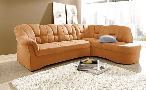 DOMO collection Ecksofa "Papenburg, zeitlose Rückensteppung, elegante Armlehne, L-Form" mit Ottomane, wahlweise mit Bettfunktion