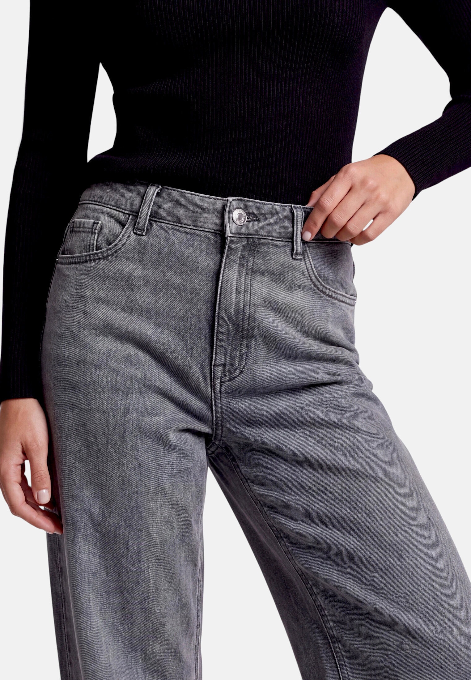 Zero Bequeme Jeans »Damen fit Jeans mit weitem Bein Witney«