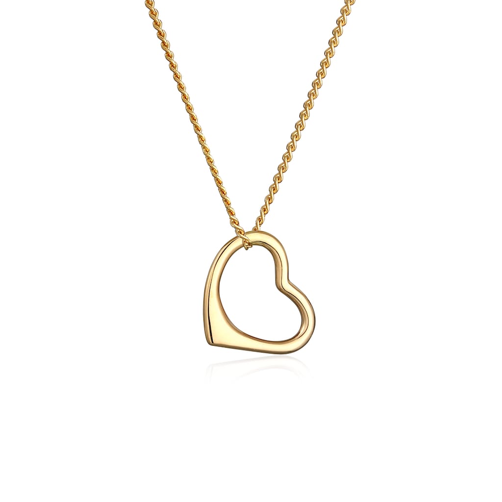 Elli Premium Kette mit Anhänger »Herz Liebe Klassisch Hochwertig 585 Gelbgold«