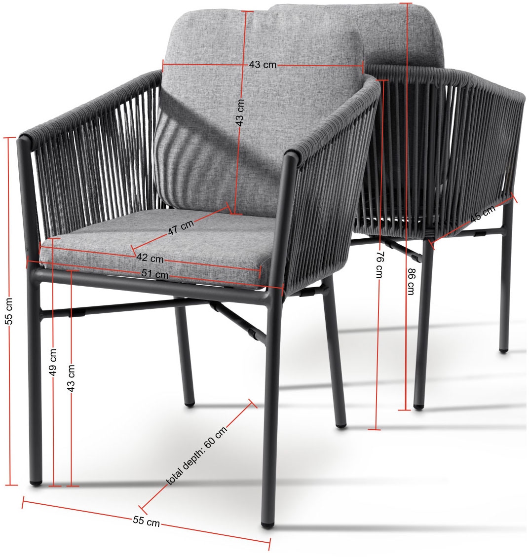 Destiny Garten-Essgruppe »LUCCA SAN MARINO Essgruppe 4 Se + Tisch OV 180x90cm holzf.« Set, 