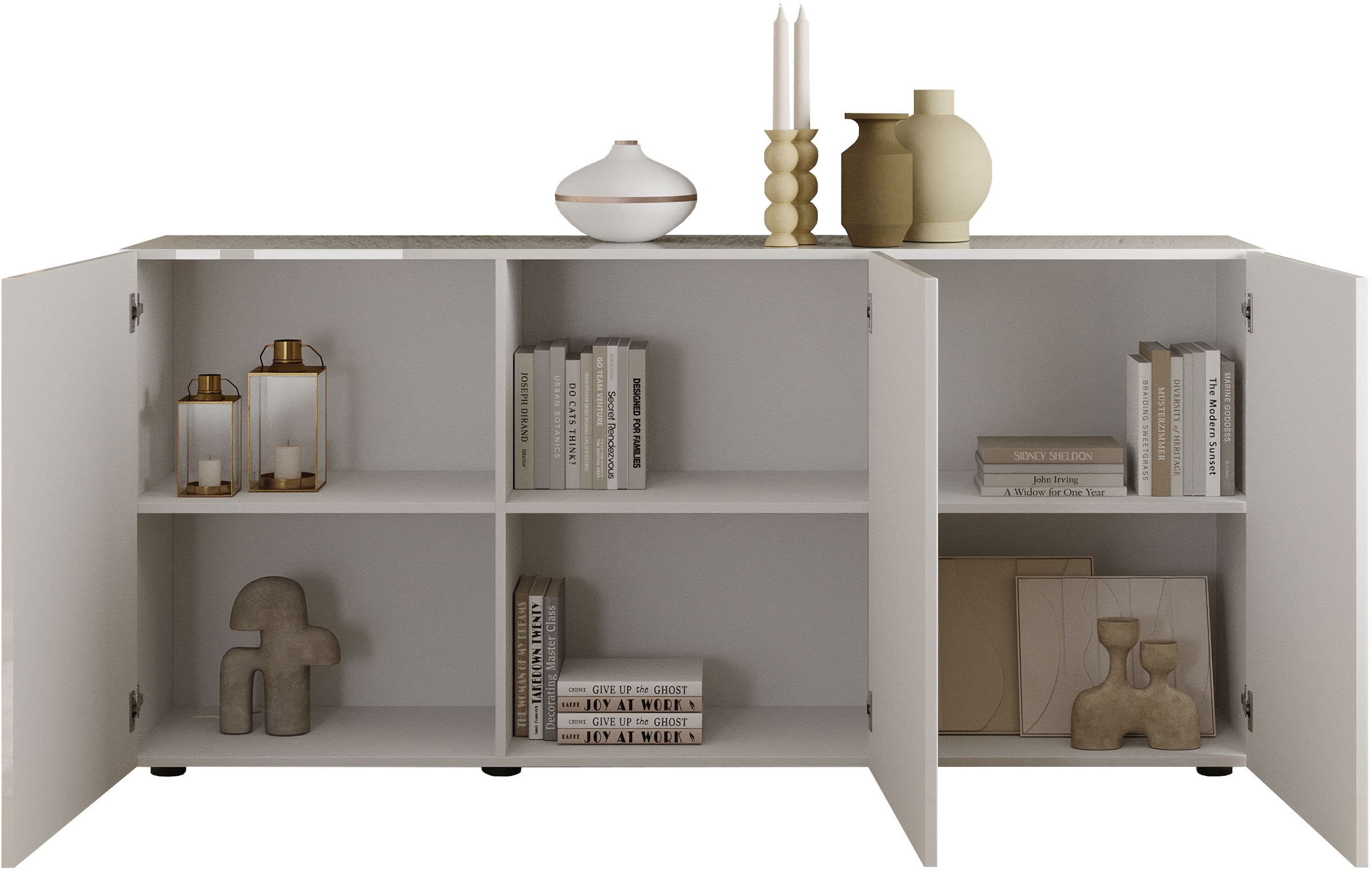 INOSIGN Sideboard »Rio Breite 181 cm, Kommode mit 3 Türen, Anrichte,«, geriffelte Front, modern u. elegant, viel Stauraum
