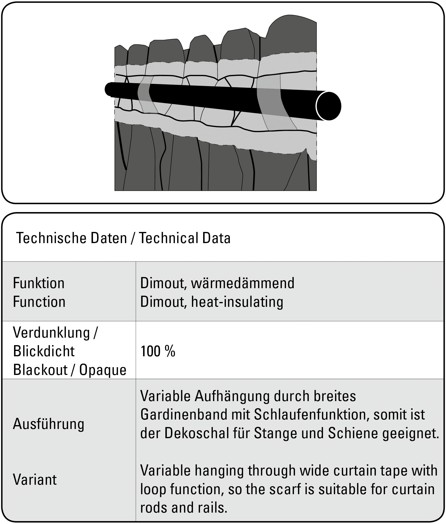 Gardine »Schal Dimout Uni«, (1 St.), mit Gardinenband und verdeckten Schlaufen