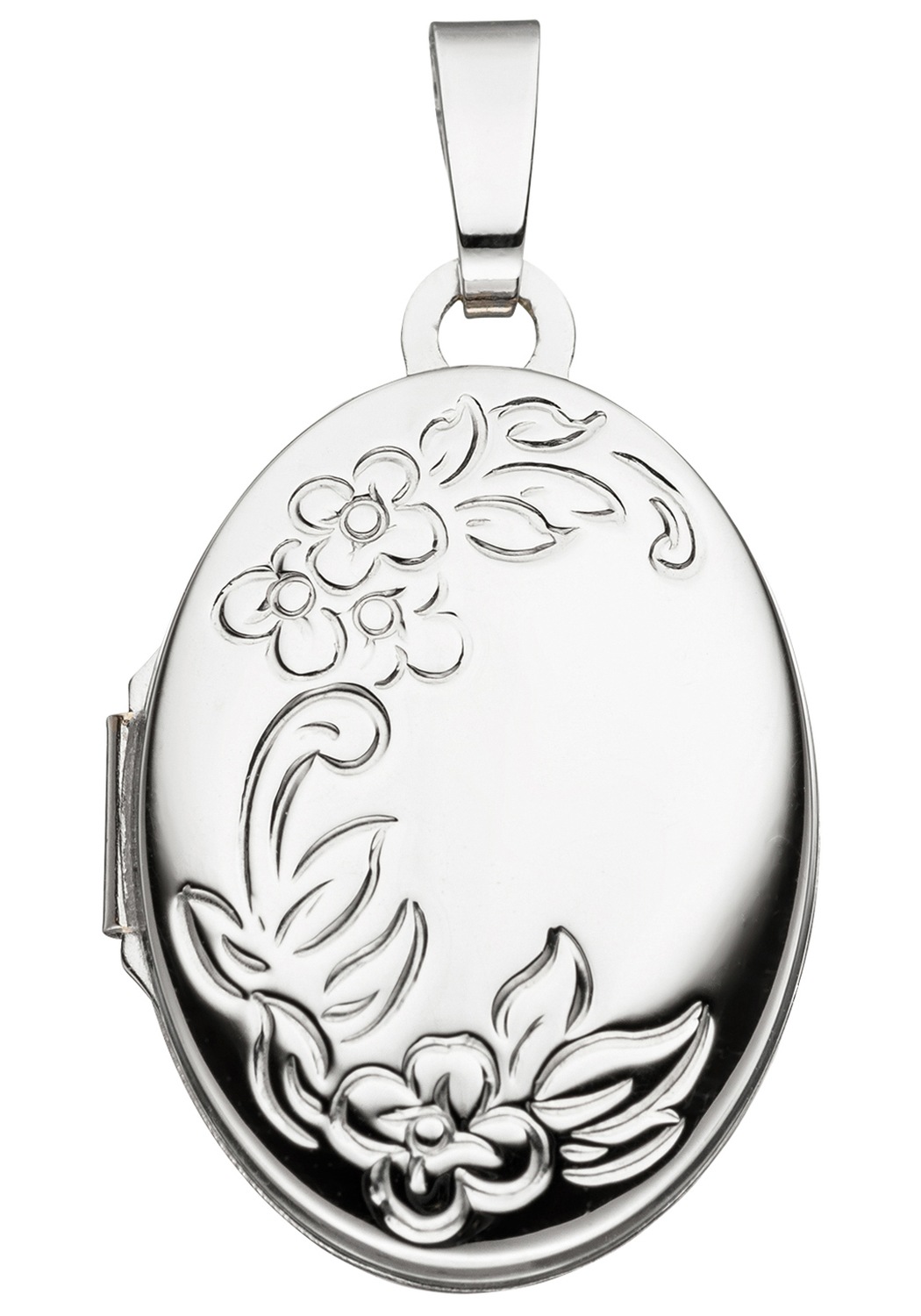 JOBO Damen Medallionanhänger "Anhänger Medaillon 19,5 mm oval", Weißgold 585, silber, Weißgold 585, Schmuckanhänger, 14 Karat 585 Weißgold