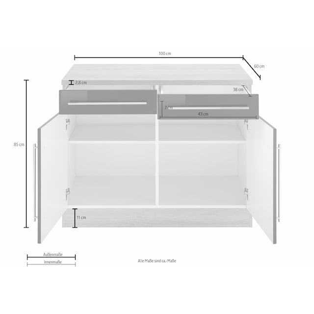 HELD MÖBEL Unterschrank »Samos«, 100 cm breit | BAUR