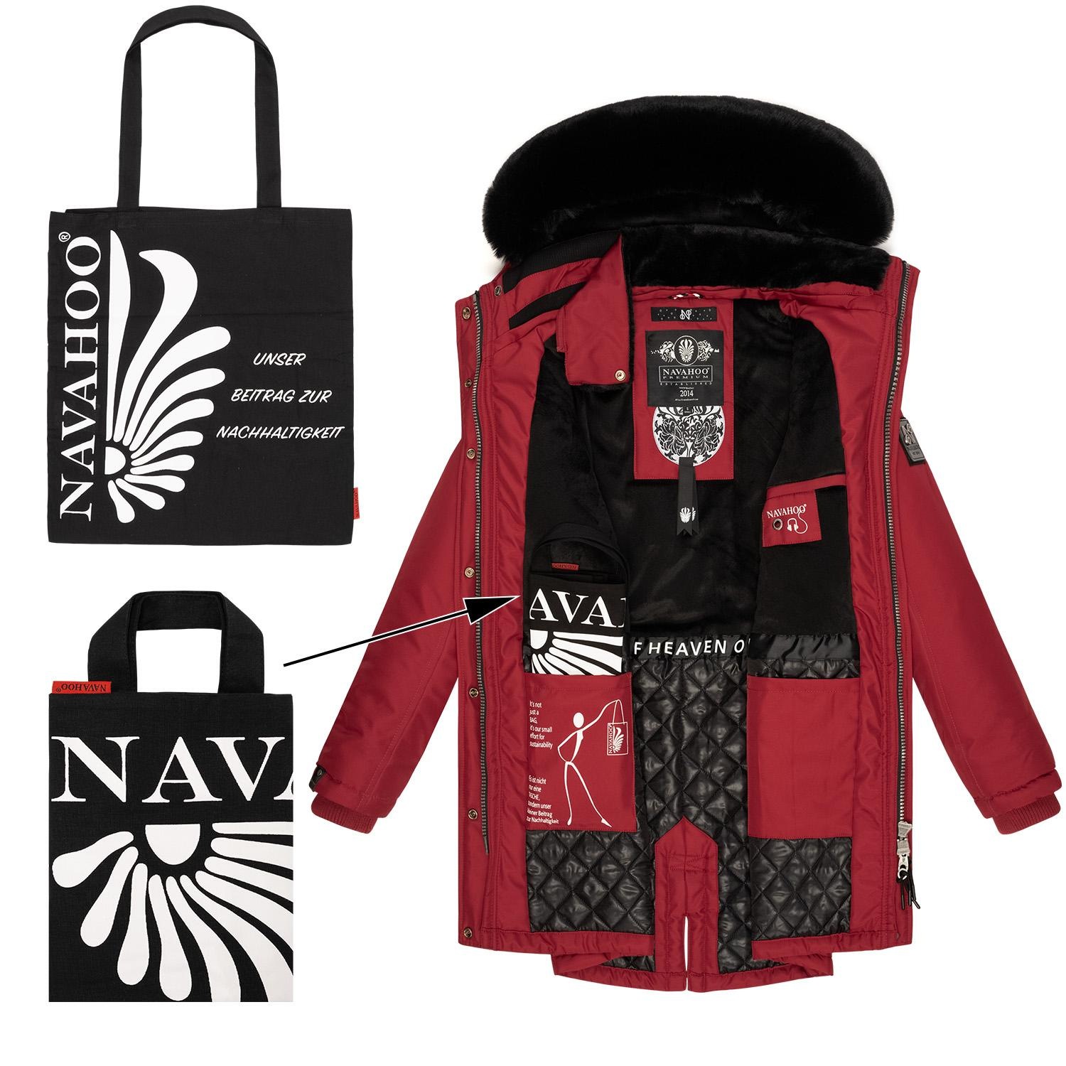 Navahoo Wintermantel »Tiniis«, Parka mit abnehmbarer Kapuze und extra Einkaufstasche