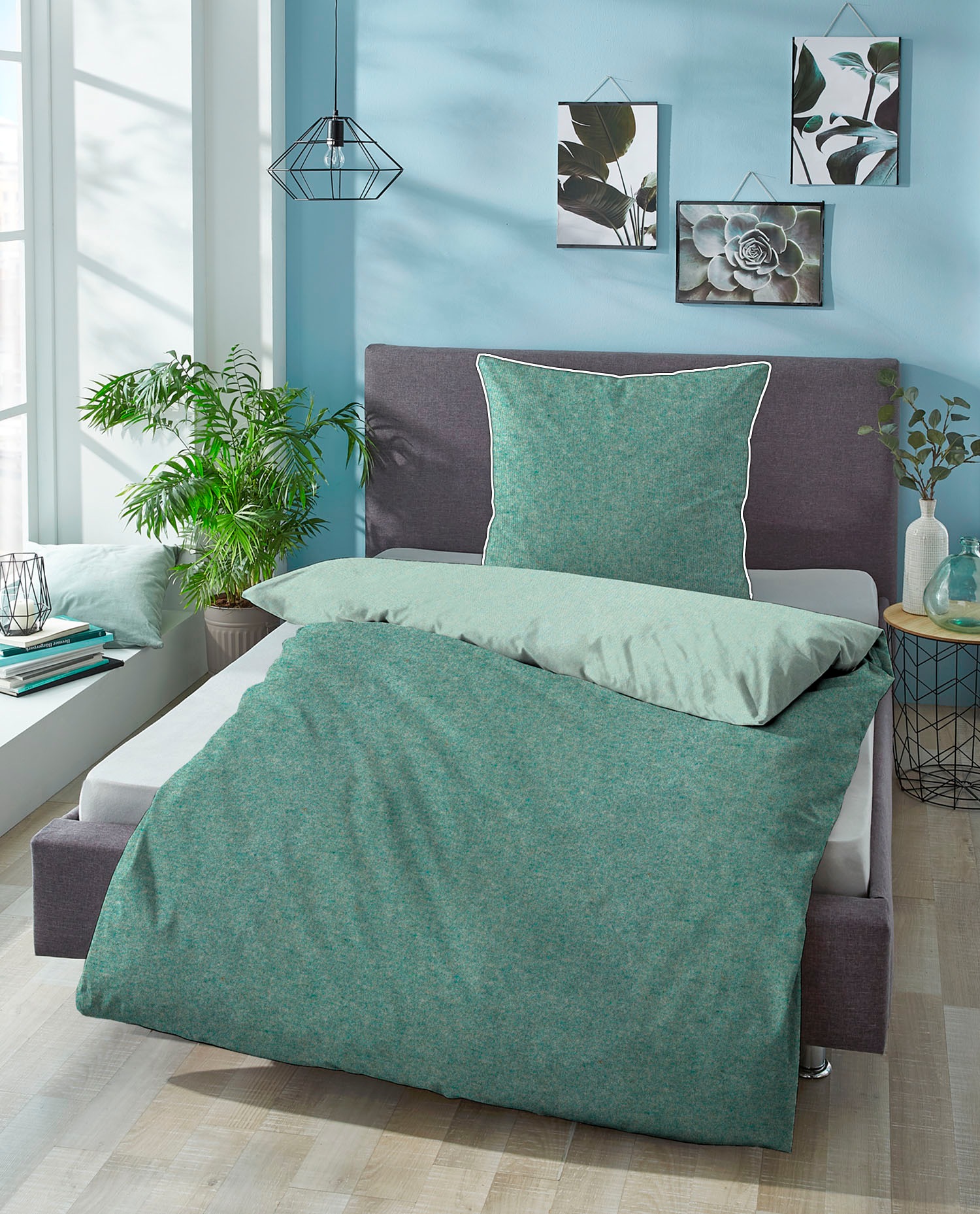 Biberna Wendebettwäsche "Hermal" 2 Stk. Flanell in Melangeoptik, Winterbett günstig online kaufen