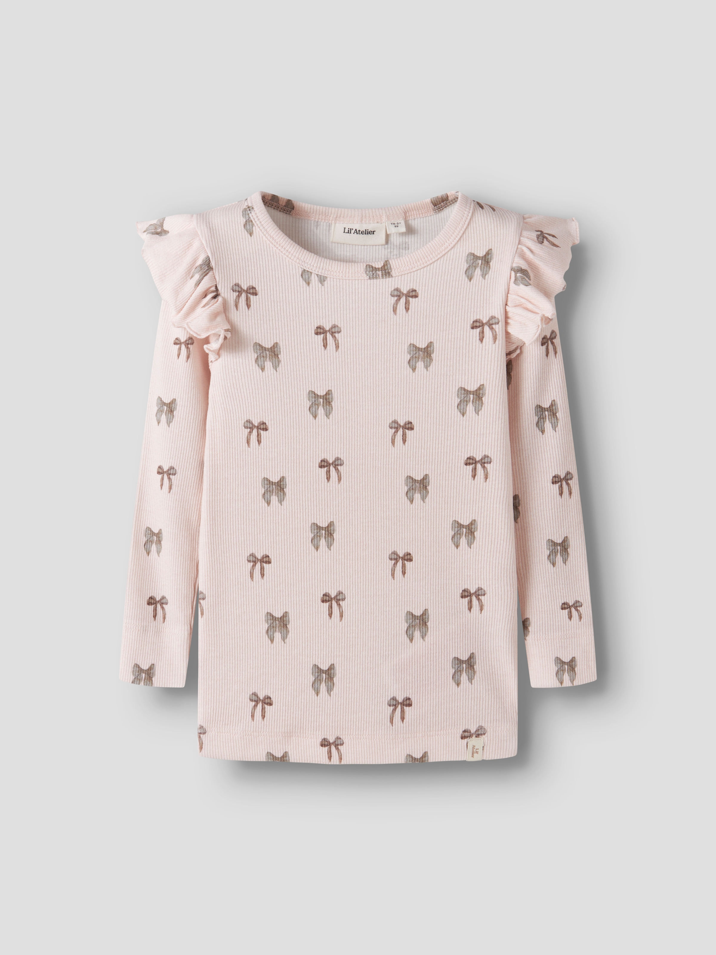 Lil' Atelier Langarmshirt »NMFGAVO EKO LS SLIM TOP LIL NOOS« mit Rüschen, weiche Jersey Rippqualität, Slim Fit