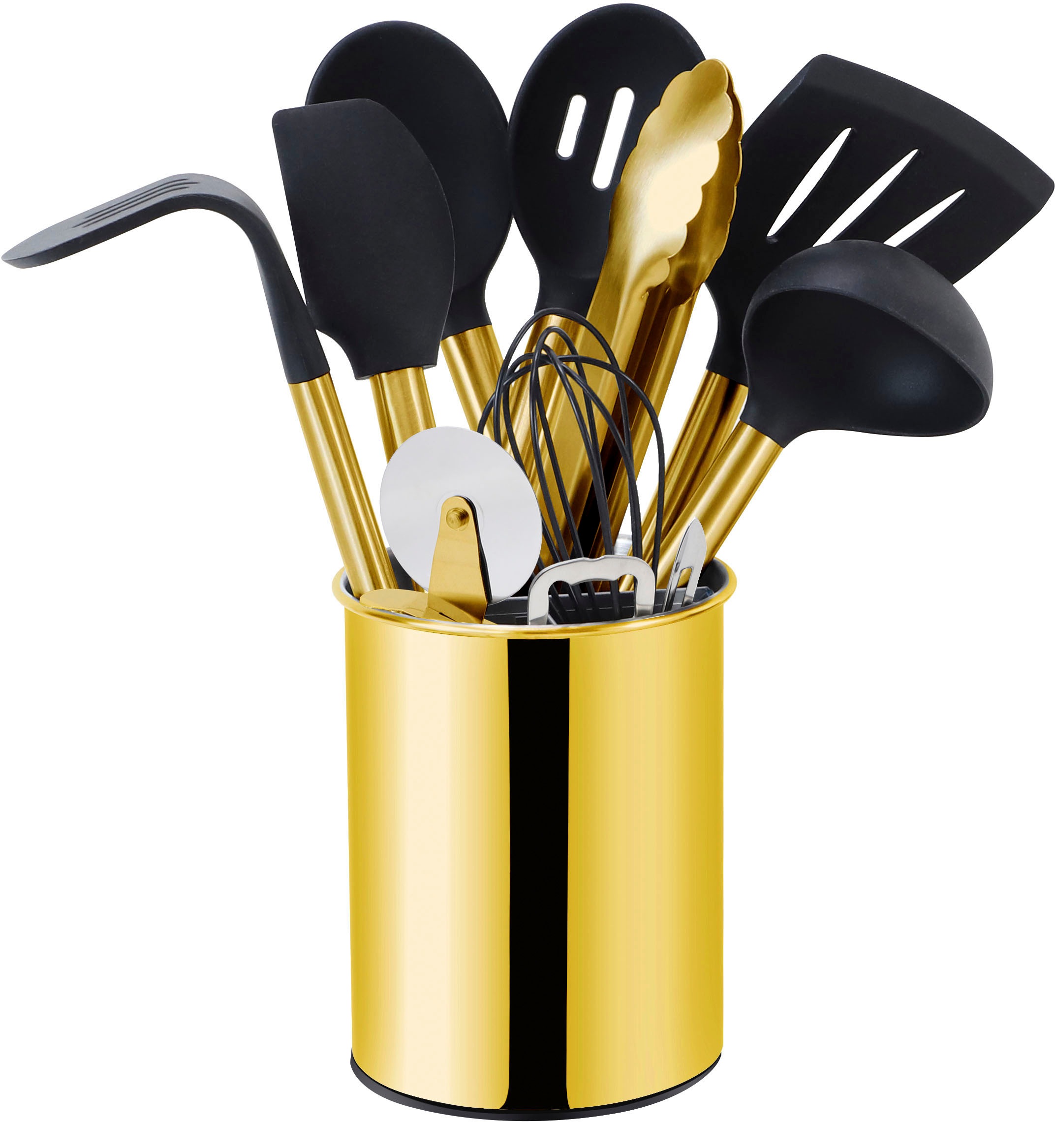 ECHTWERK Küchenorganizer-Set, (Set, 12 tlg.), Kochbesteck mit Edelstahlgriff, Antihaft Silikon, mit Utensilienhalter
