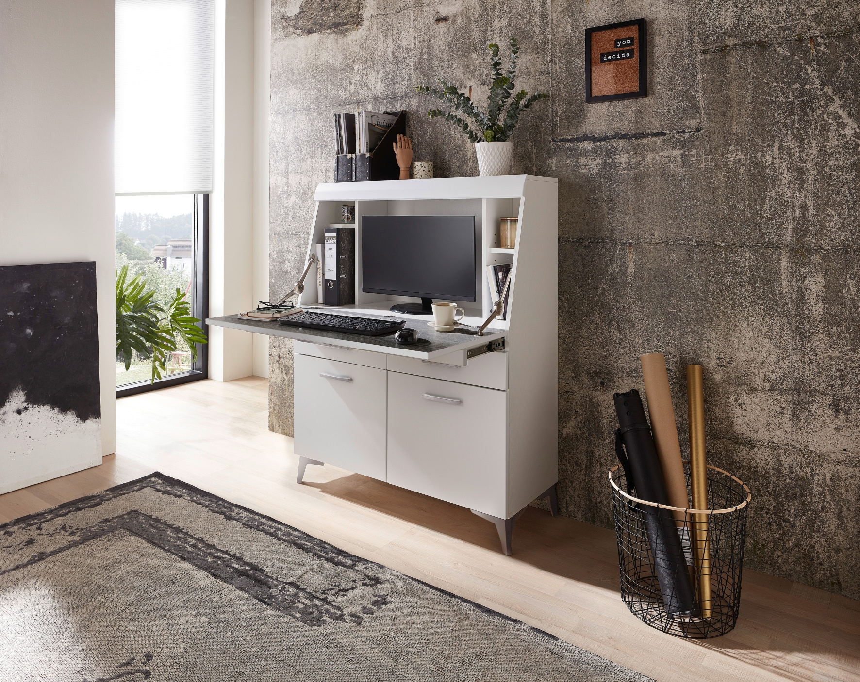 Innostyle Sekretär »SECRET«, Stauraumschrank, mit Monitor-/Laptopfach, Soft-Close, Breite 98 cm