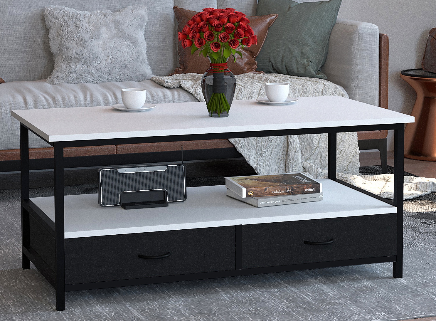 VCM Beistelltisch »Metall Holz Schublade Sofatisch Couchtisch Flonila«