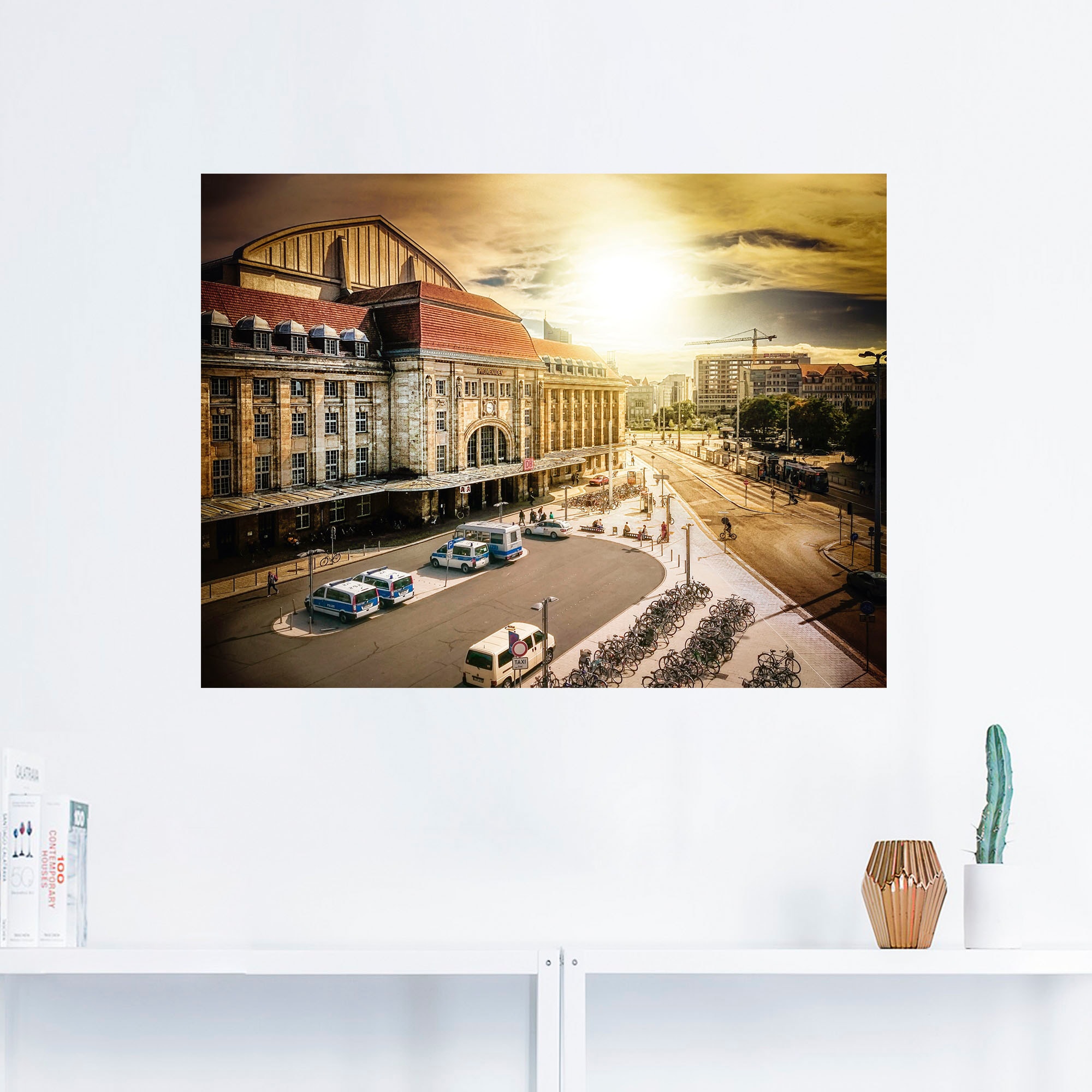 Artland Wandbild »Hauptbahnhof Leipzig im Sonnenuntergang«, Gebäude, (1 St.), als Alubild, Leinwandbild, Wandaufkleber oder Poster in versch. Größen