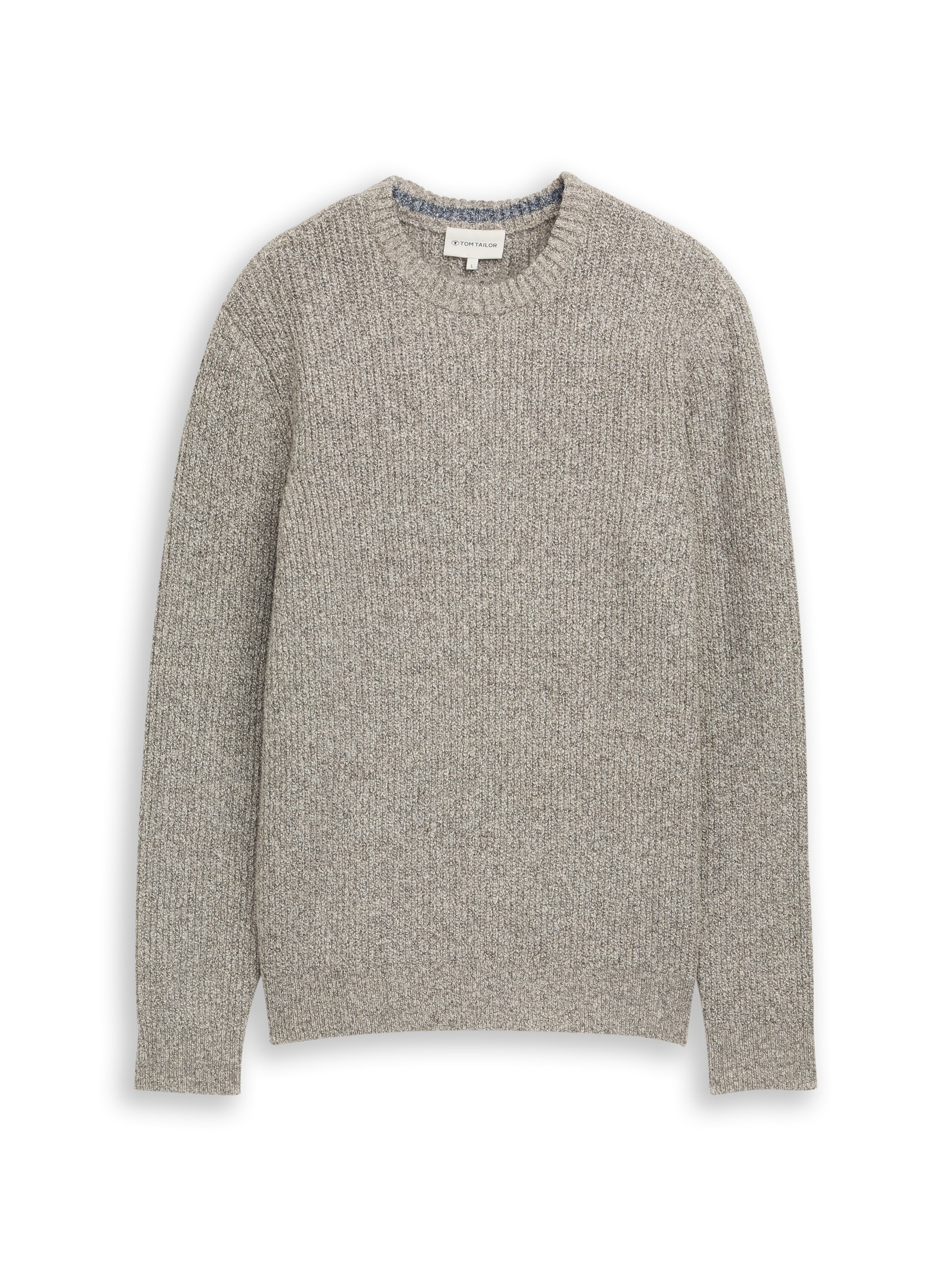 TOM TAILOR Strickpullover mit Rundhals / meliert / mit Stretch