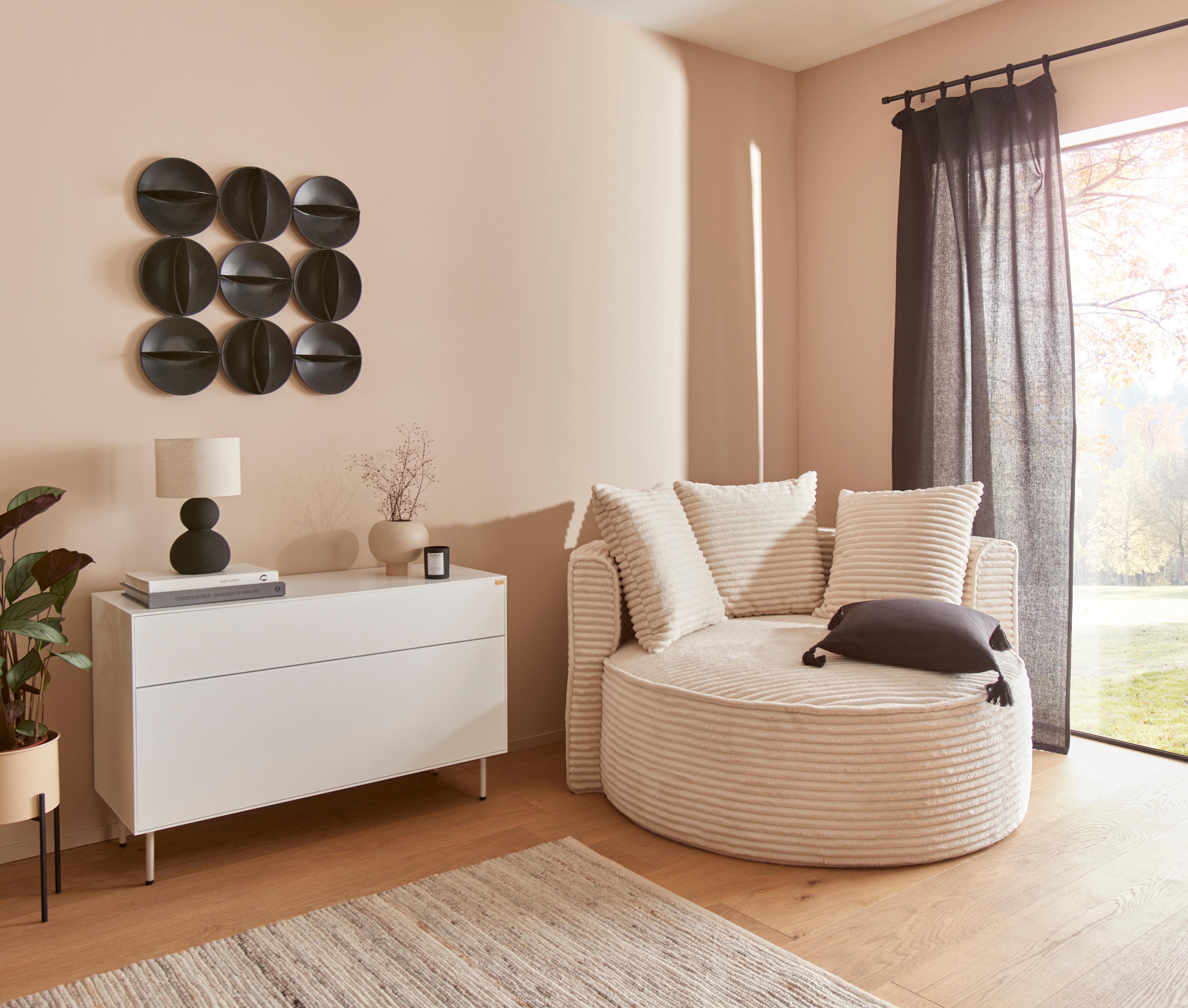 LeGer Home by Lena Gercke XXL-Sessel "ISALIE Cord, Lesesessel, Loveseat, inklusive Zierkissen" extra große Sitzfläche, optional mit Hocker, 3 Bezugsstoffe