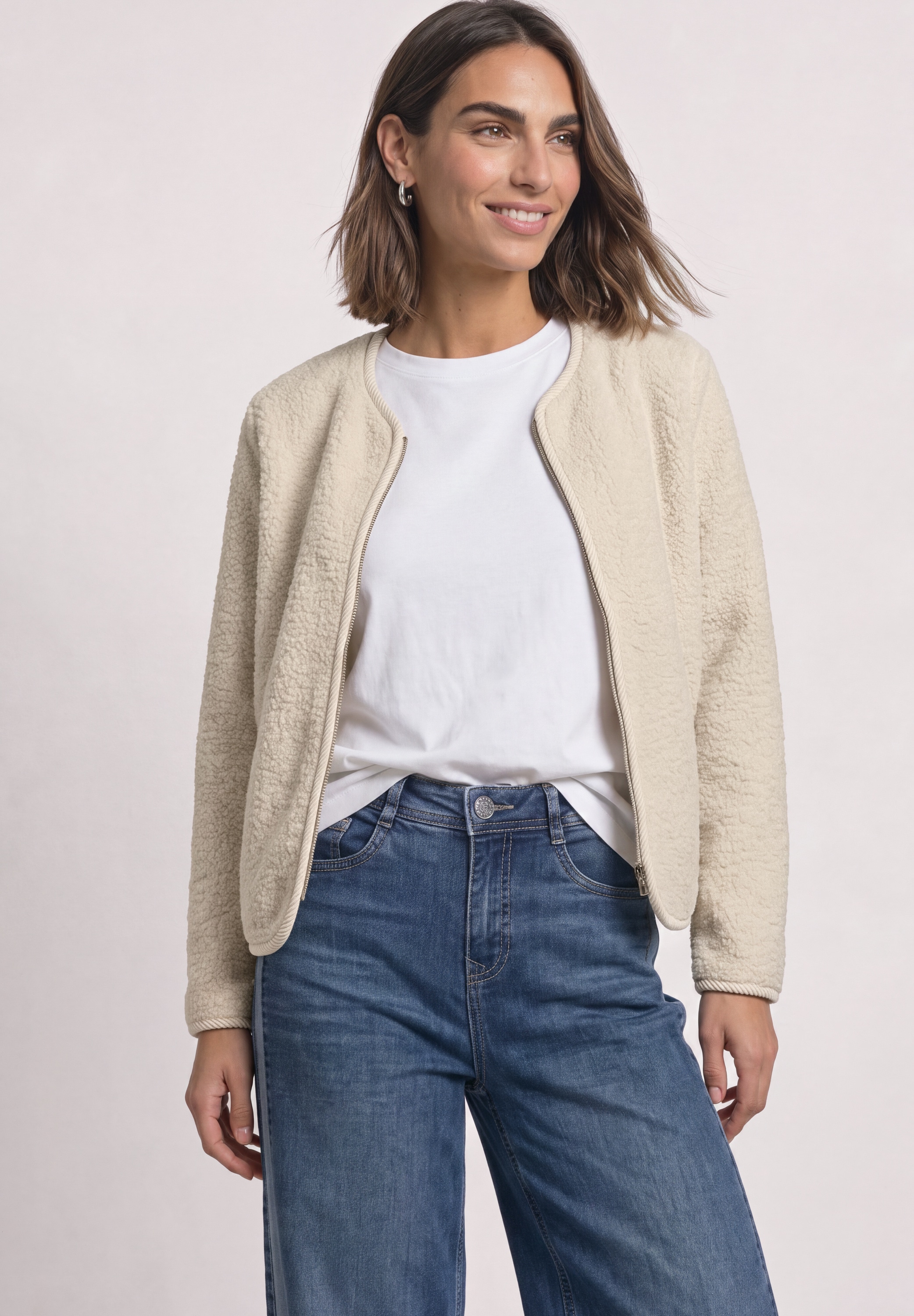 STREET ONE Fellimitatjacke ohne Kapuze mit innerem wärmendem Teddyfell
