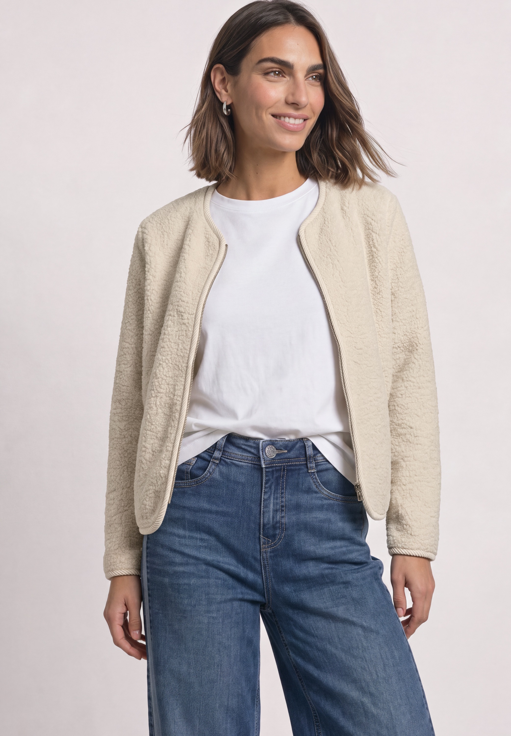 STREET ONE Fellimitatjacke ohne Kapuze mit innerem wärmendem Teddyfell