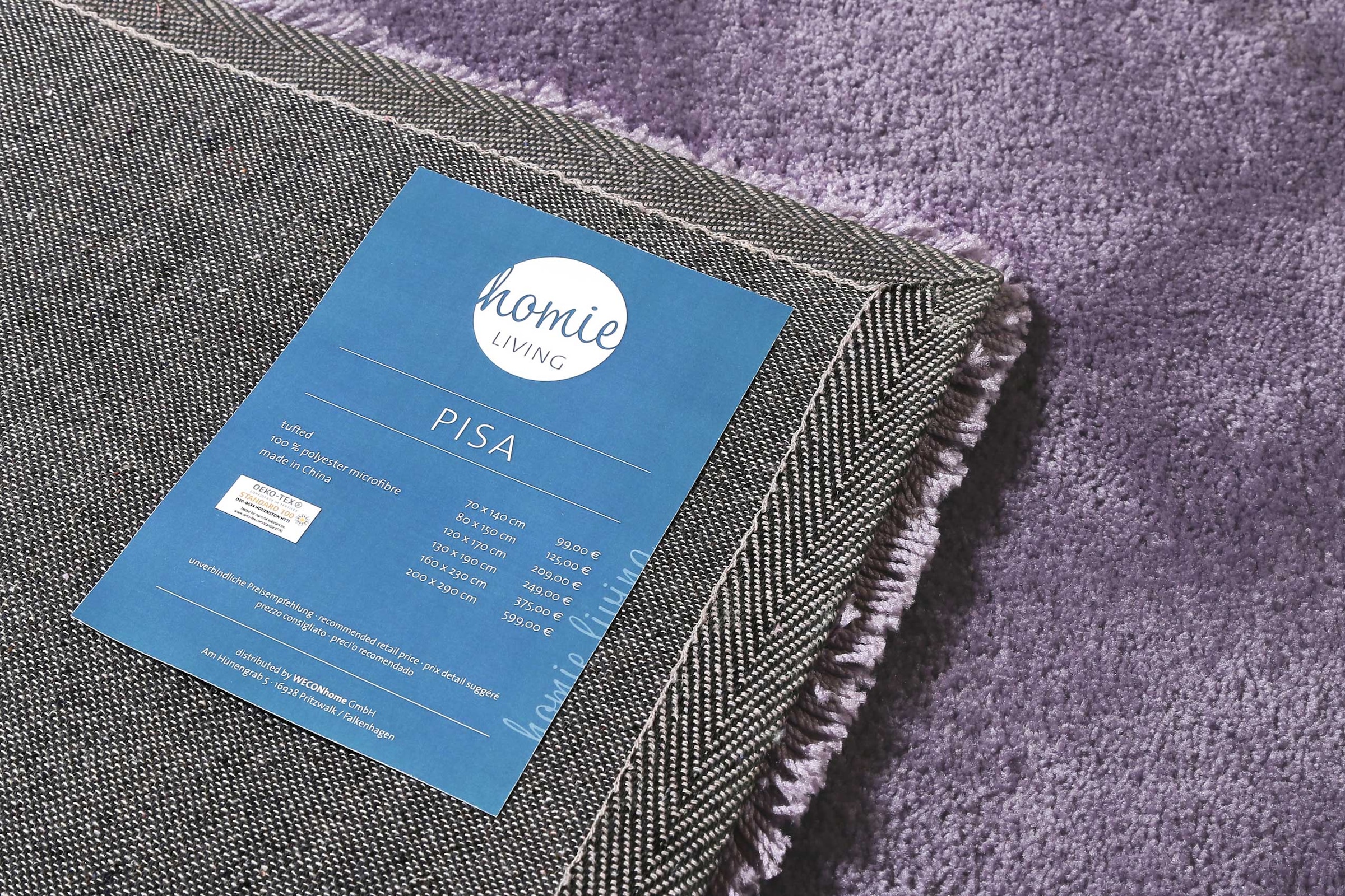 Homie Living Teppich »Pisa«, rund, 25 mm Höhe, Hochflor, Microfaser, uni, weich, Shaggy, Wohnzimmer, Schlafzimmer
