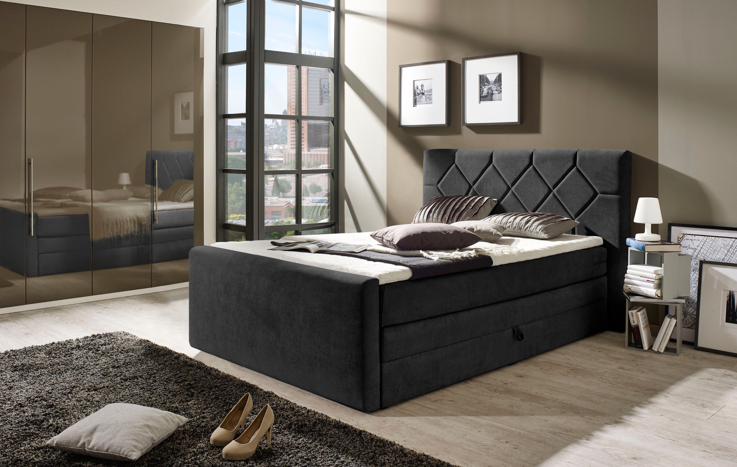 Places of Style Boxspringbett »Atlanta«, inklusive Topper und Bettkasten