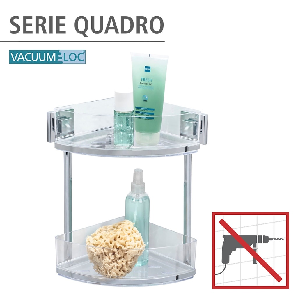 WENKO Eckregal »Vacuum-Loc Quadro«, 2 Etagen