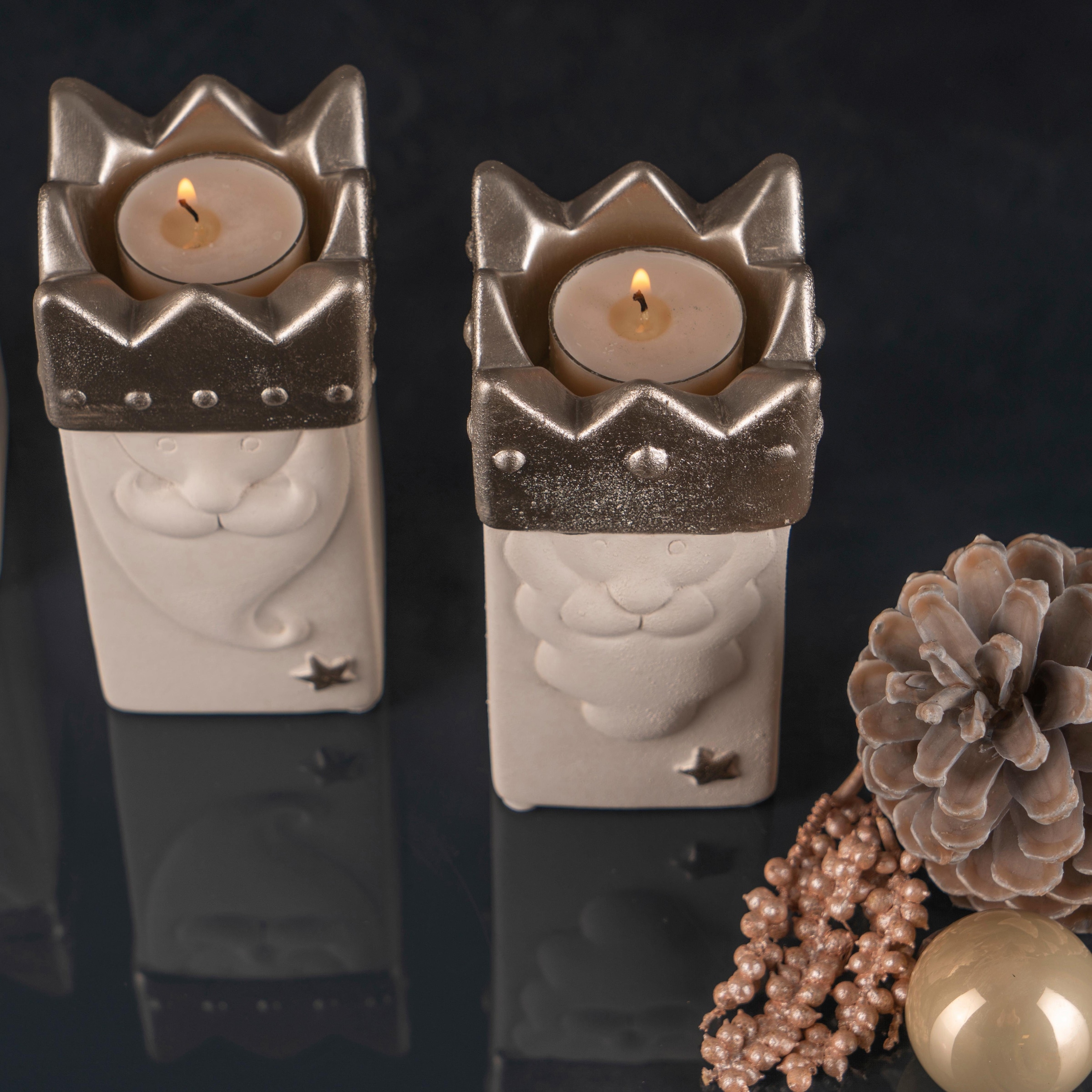 Fabriano Kerzenhalter »Heilige 3 Könige, Weihnachtsdeko«, (Set, 3 St.), mit  Lichtschale in der Krone bestellen | BAUR