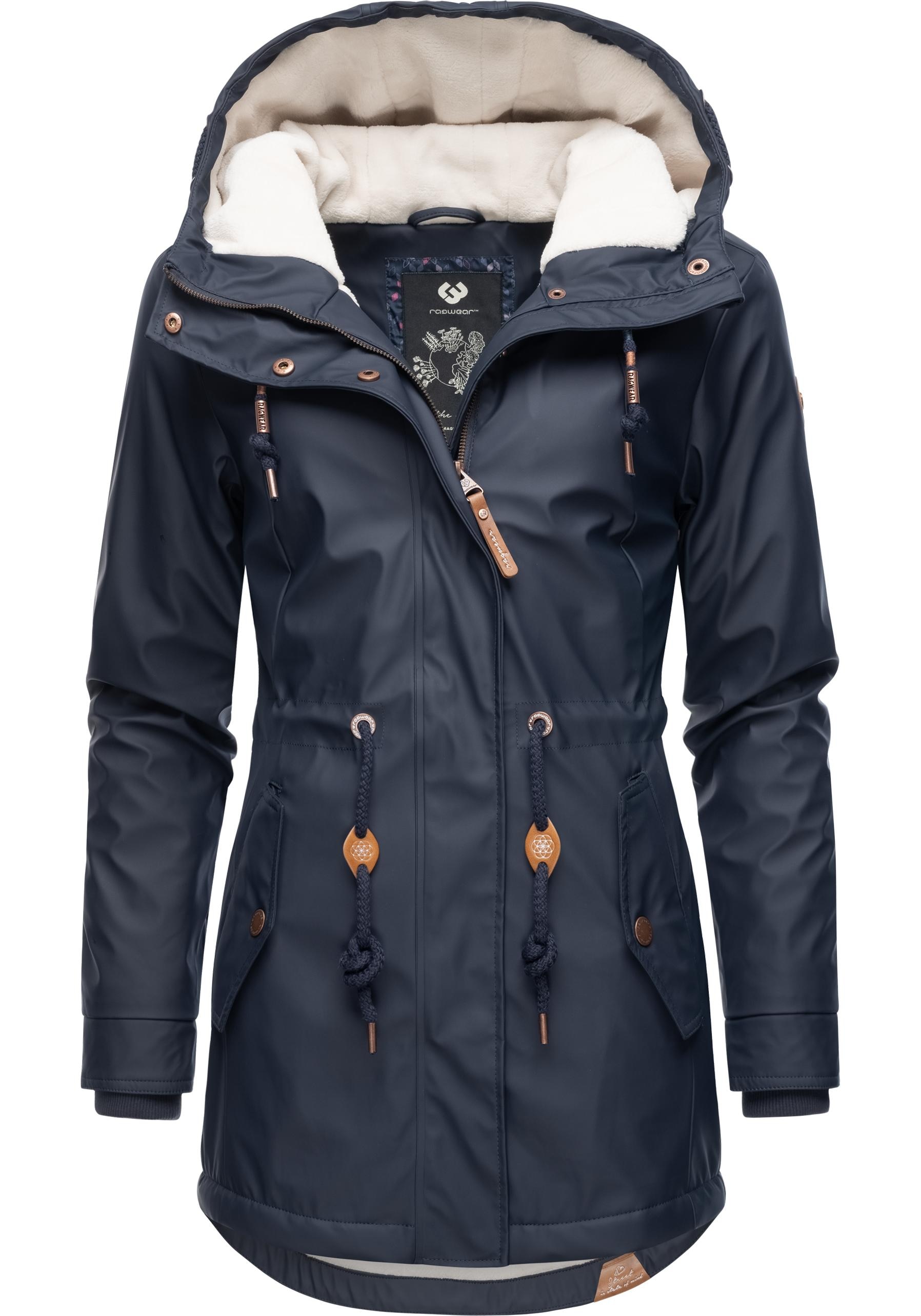 Ragwear Regenmantel "Monadis Rainy Intl.", modischer Regenparka mit kuschligem Innenfutter