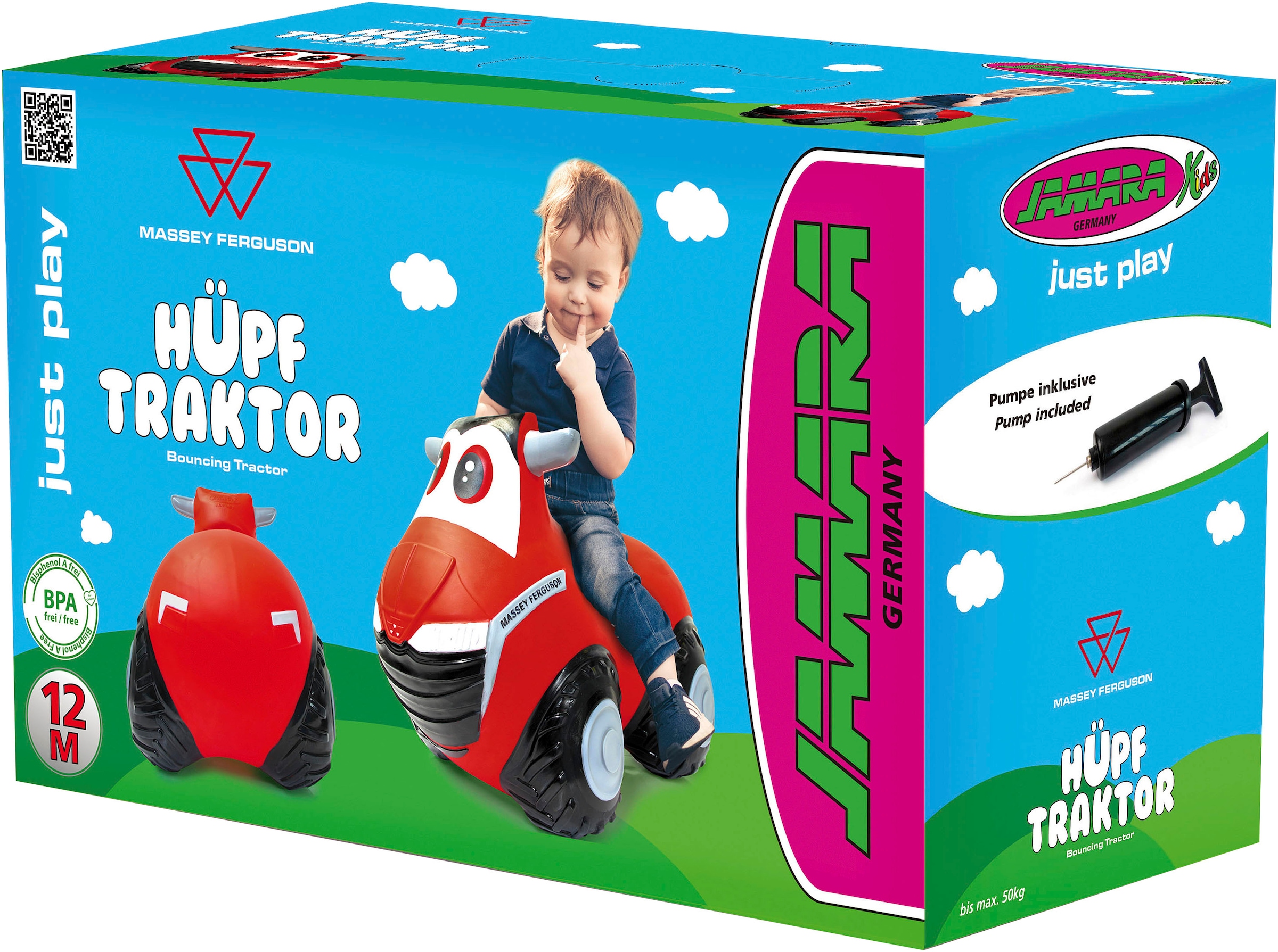 Jamara Hüpfspielzeug »Massey Ferguson Hüpftraktor«, inkl. Luftpumpe