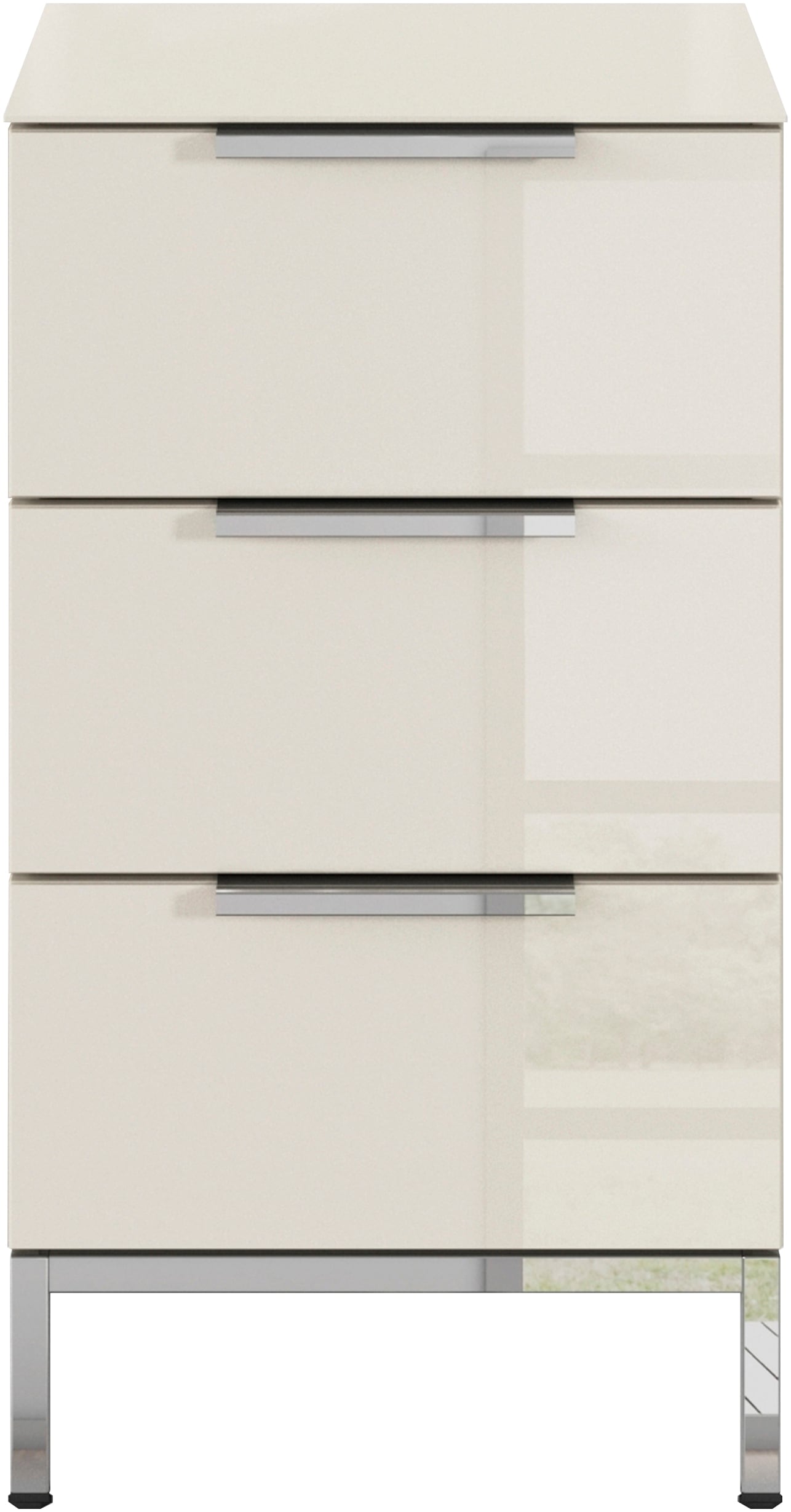 rauch Nachtkommode »Nachttisch Nachtschrank Nachtkonsole FLIPP mit Glasfront«, (Breite 40 cm), mit 3 Schubladen und Soft-Close-Funktion, Oberboden und Front Glas