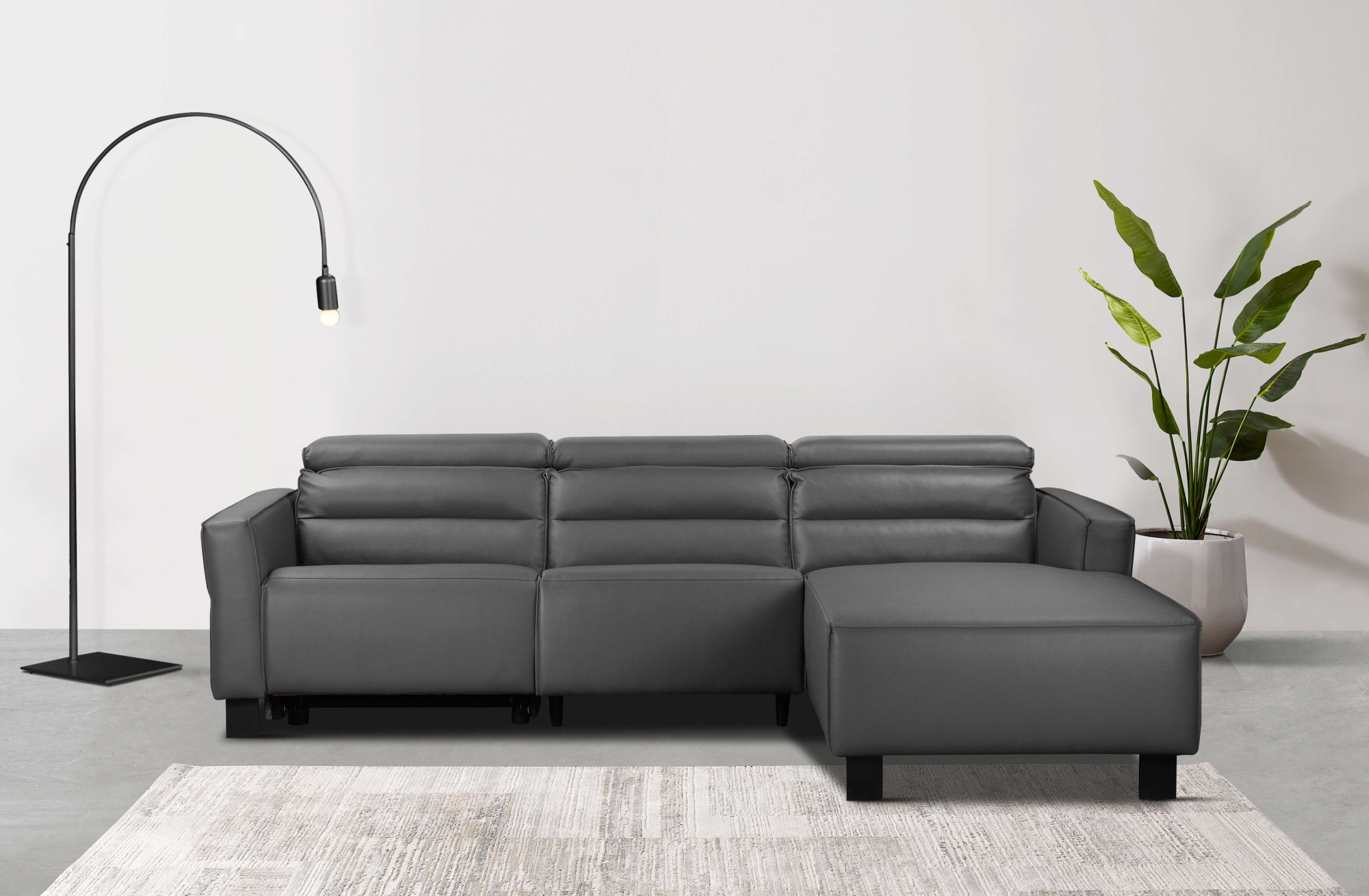 Places of Style Ecksofa »Carpari, L-Form, 263 cm, manuelle o. elektrische Relaxfunktion,«, USB A/C und Kopfteilverstellung