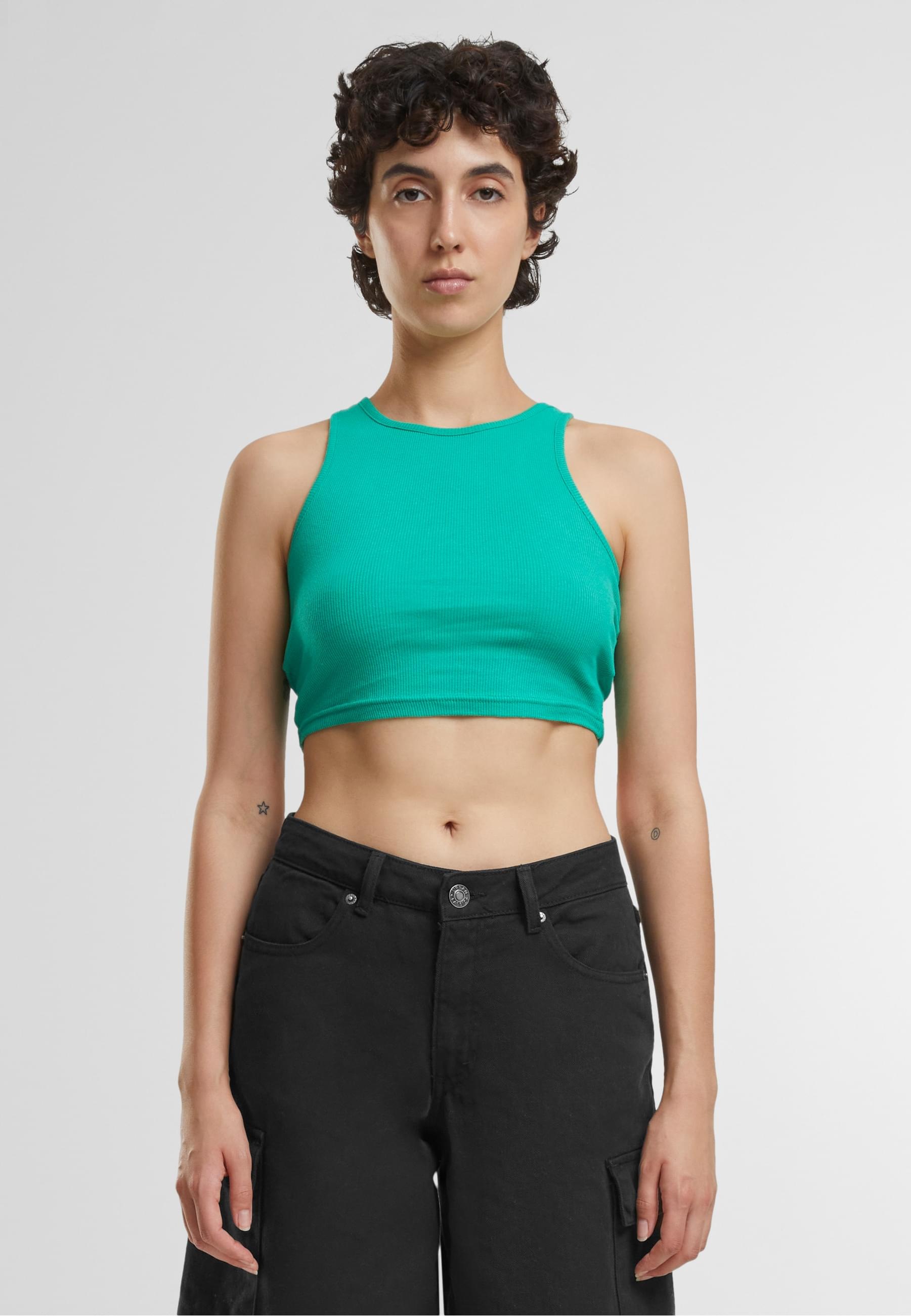 URBAN CLASSICS Muskelshirt »Urban Classics Damen Ladies Cropped Rib Top«, (1 tlg.)