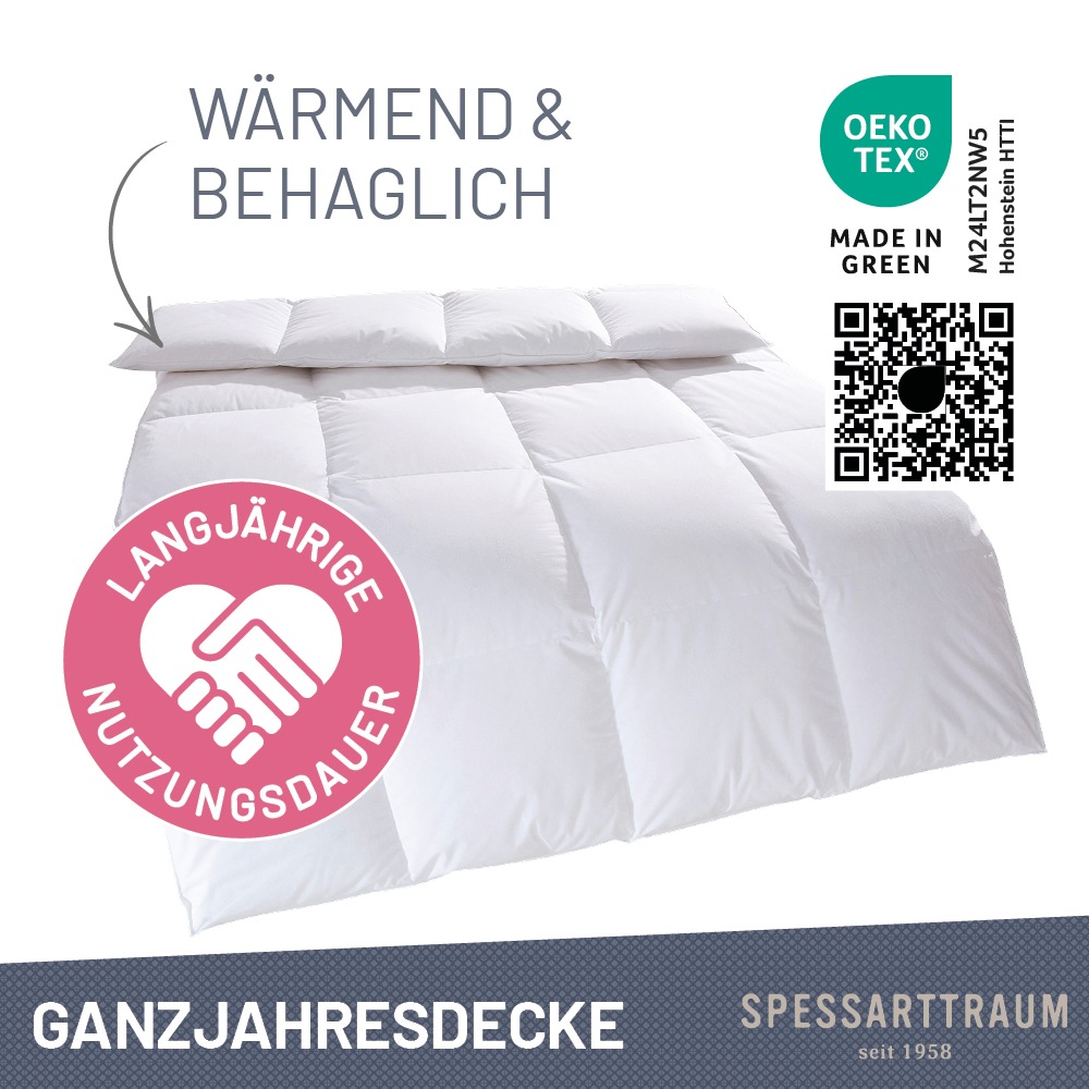 Thumbnail - SPESSARTTRAUM Daunenbettdecke + Federkissen "First Class", (Spar-Set), Sparset: 5 Wärmeklassen, 135x200 cm & 155x220 cm