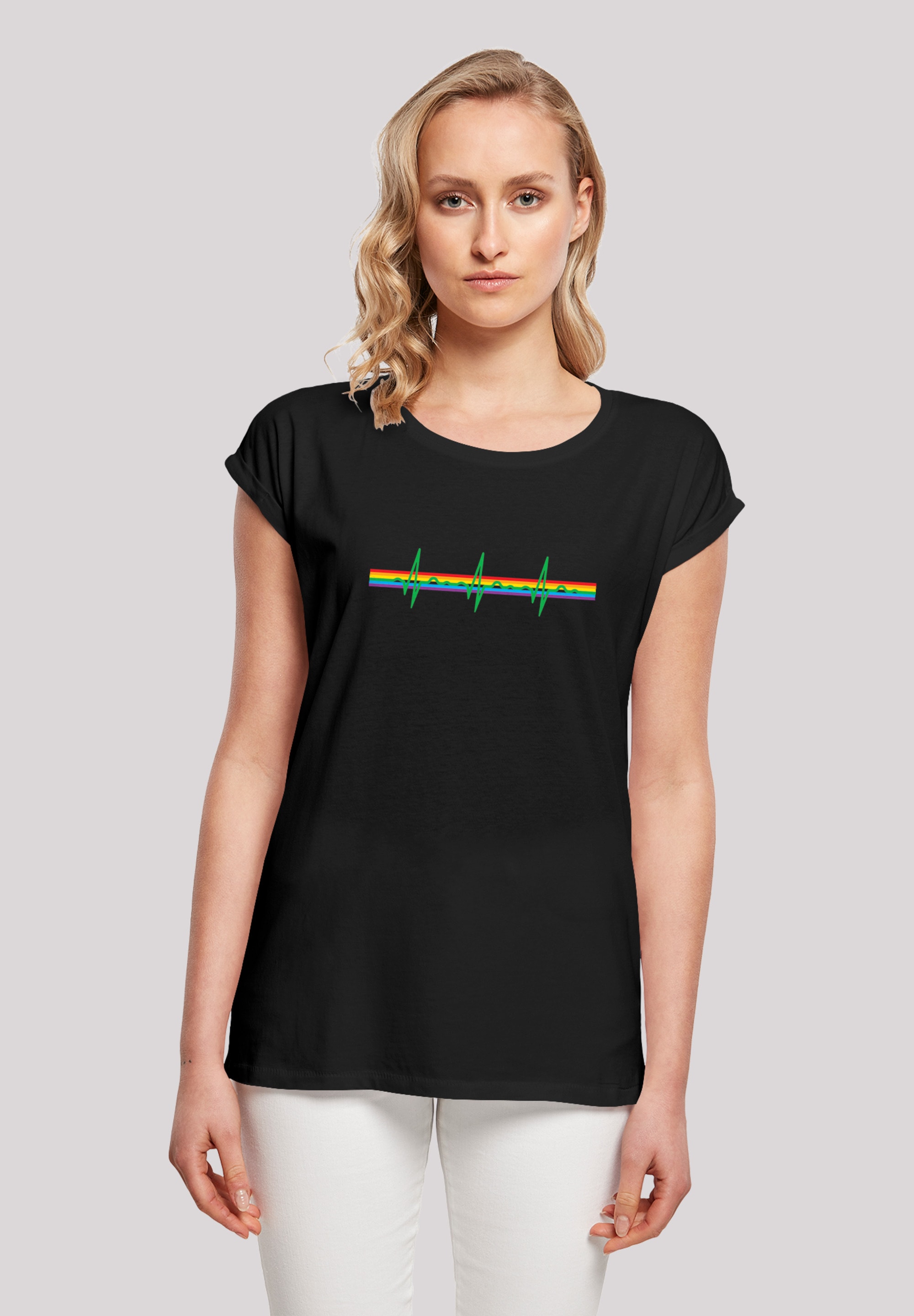 F4NT4STIC T-Shirt »Pink Floyd Prism Heartbeat Rainbow Regenbogen«, Damen,Premium Merch,Regular-Fit,Kurze Ärmel,Bandshirt