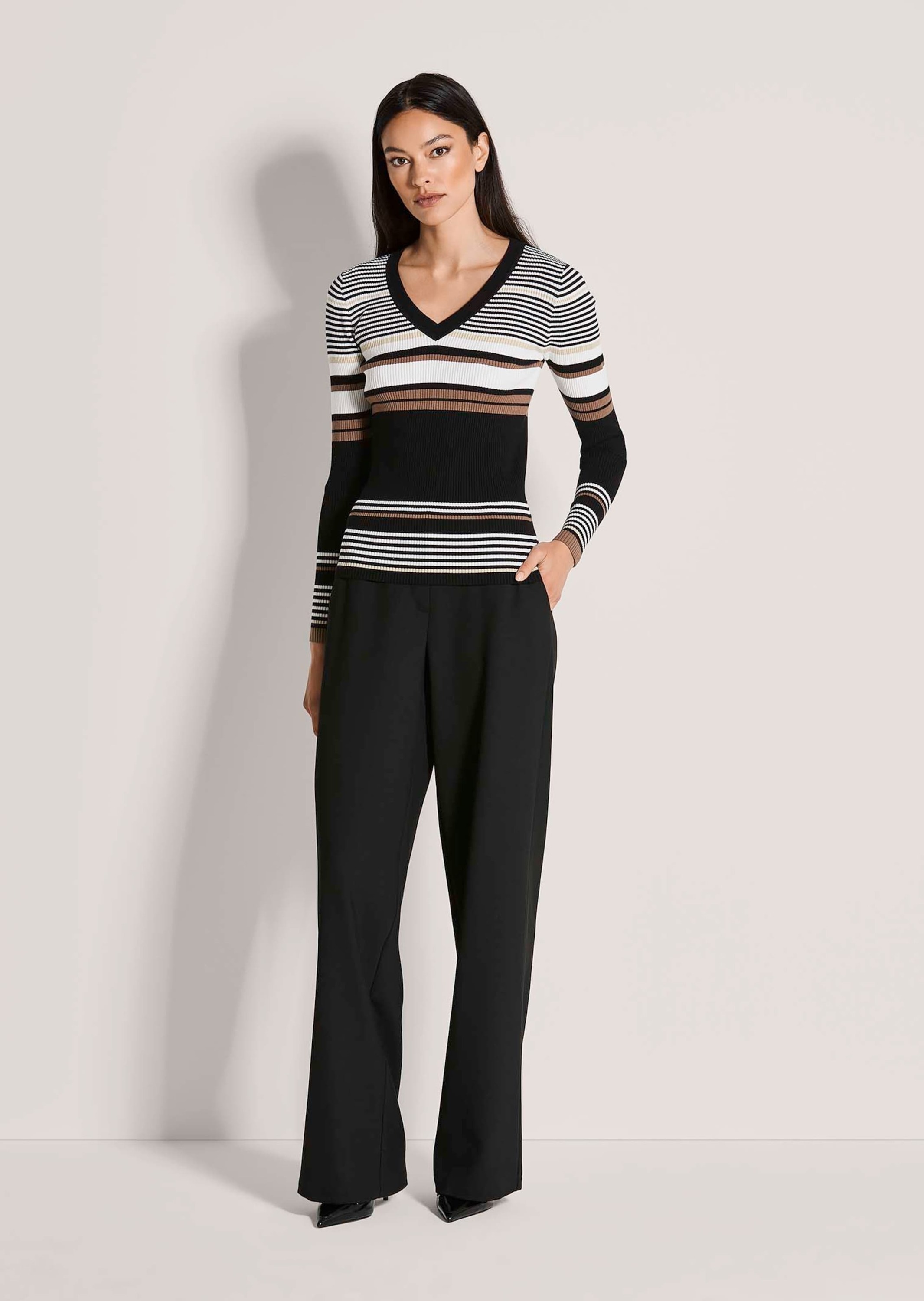 MADELEINE Longpullover "Feinstrickpullover Viskosepullover mit Streifen-Mus günstig online kaufen