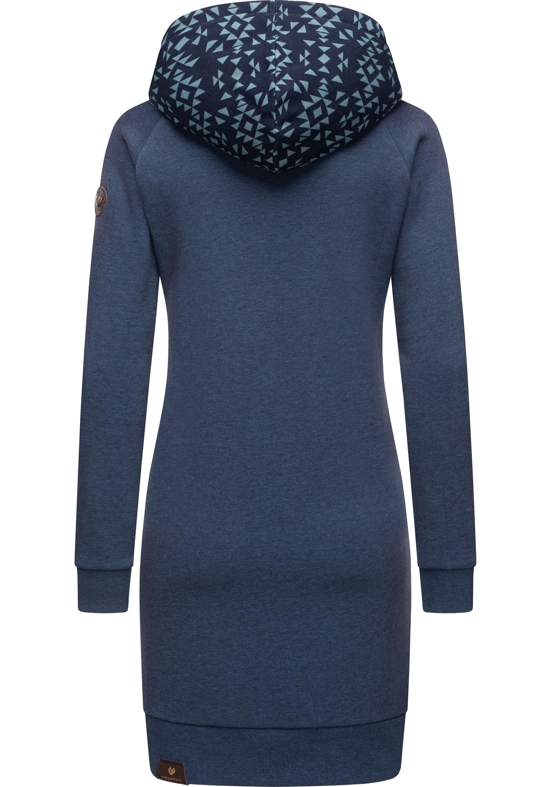 Ragwear Sweatkleid »Bessi«, Langärmliges Baumwoll Kleid mit  Printmuster-Kapuze online bestellen | BAUR | Sweatkleider