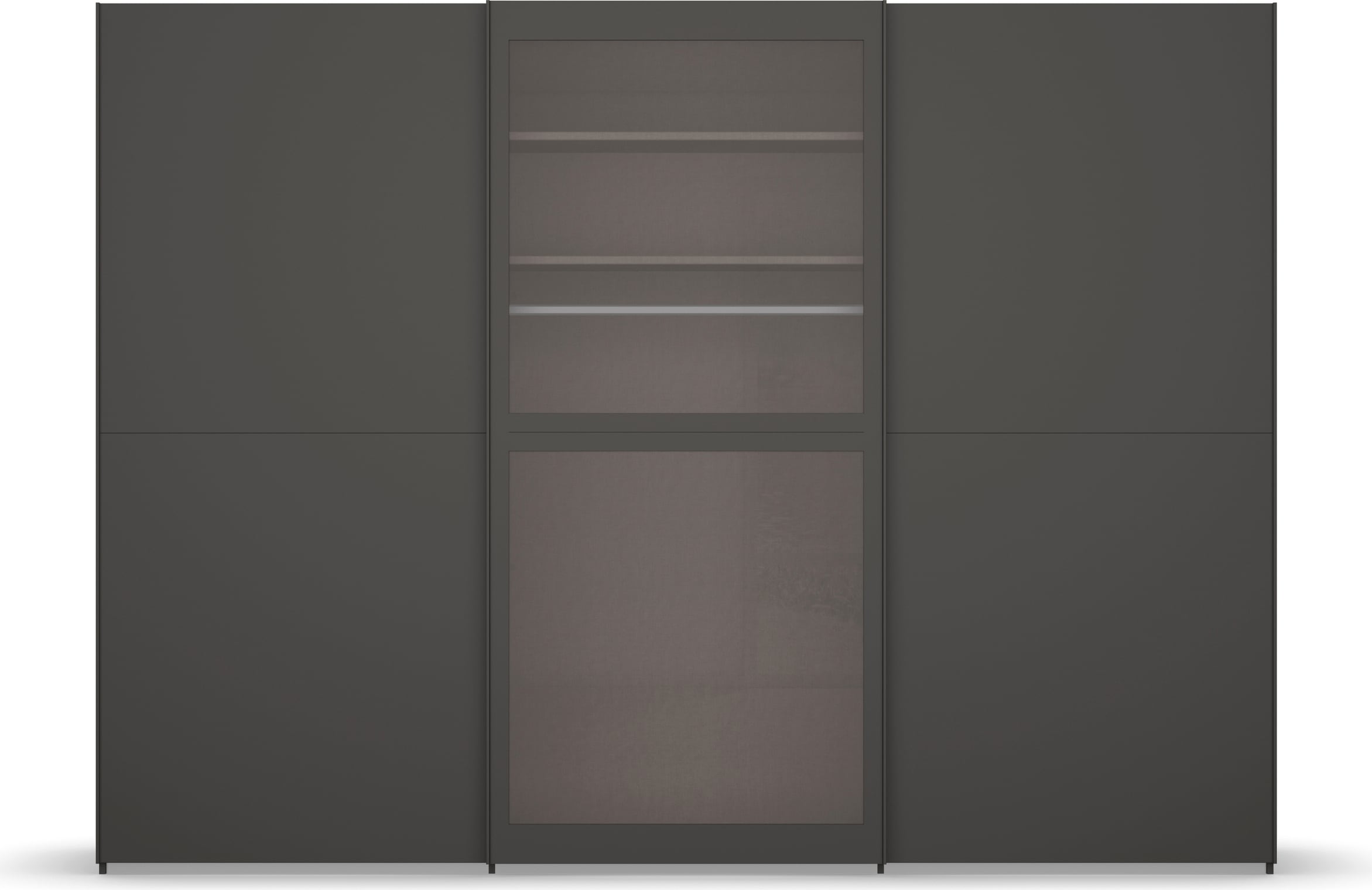 rauch Schwebetürenschrank »Kleiderschrank Schrank Garderobe Schlafzimmerschrank LUMIS«, (inkl. umfangreichem Zubehör), mit Glasrahmentüren aus transparentem Grauglas MADE IN GERMANY