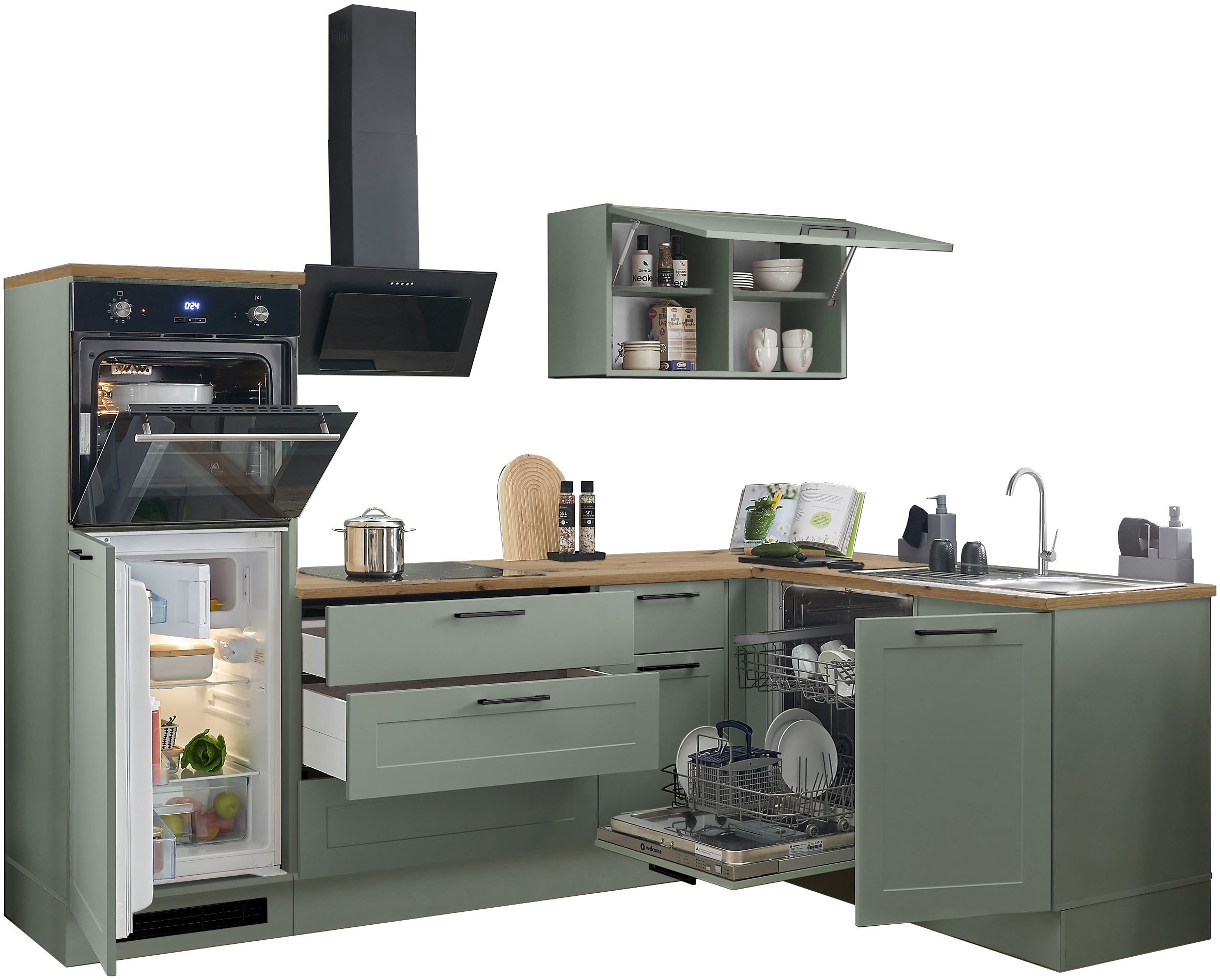 BASIC by Balculina Winkelküche »Marsi«, Stellmaße 260x175 cm, wahlweise E-Geräten, mit Soft-Close-Funktion