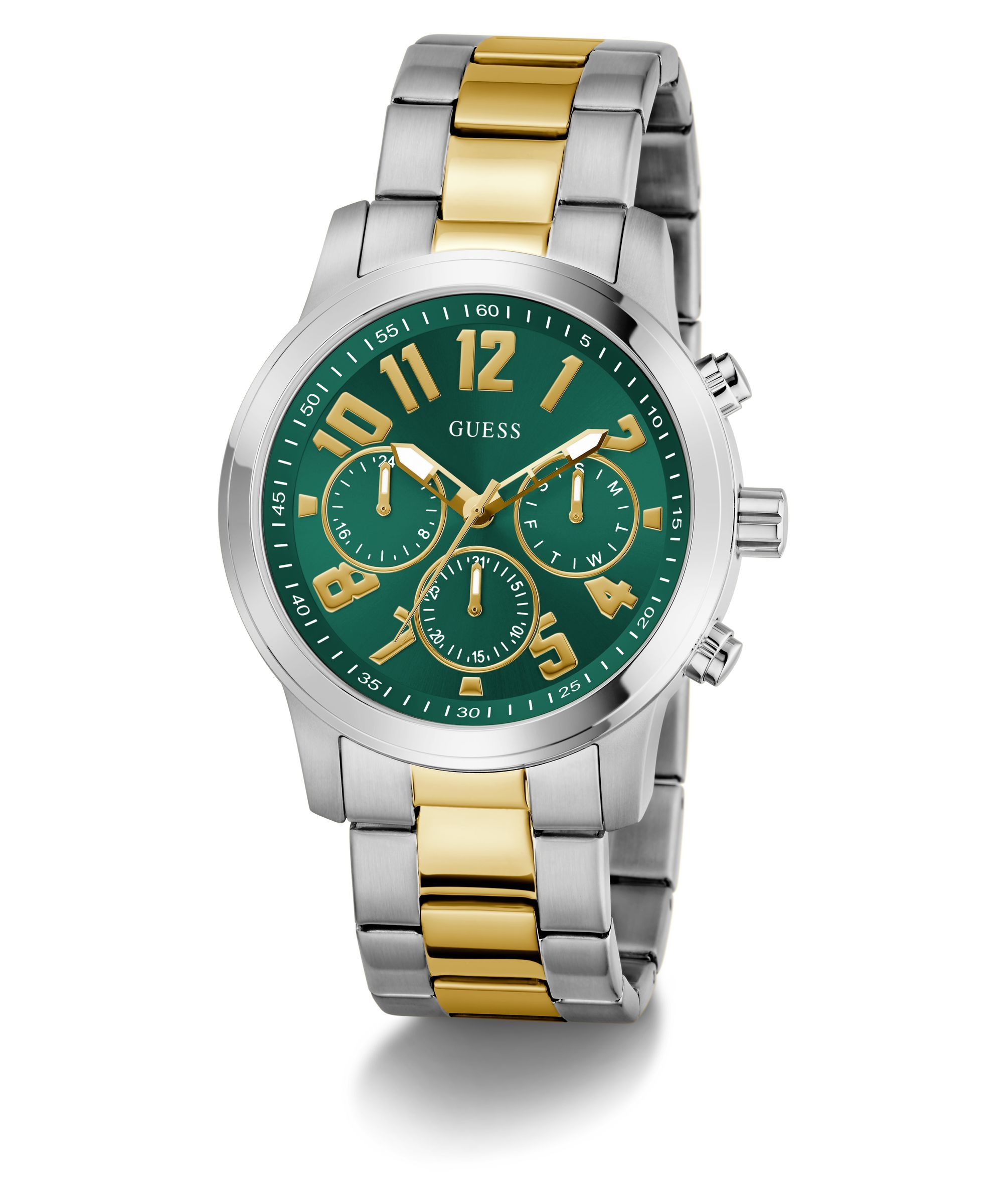 Guess Quarzuhr »PARKER« Armbanduhr, Herrenuhr, Edelstahlarmband, analog, Wochentag, Tag