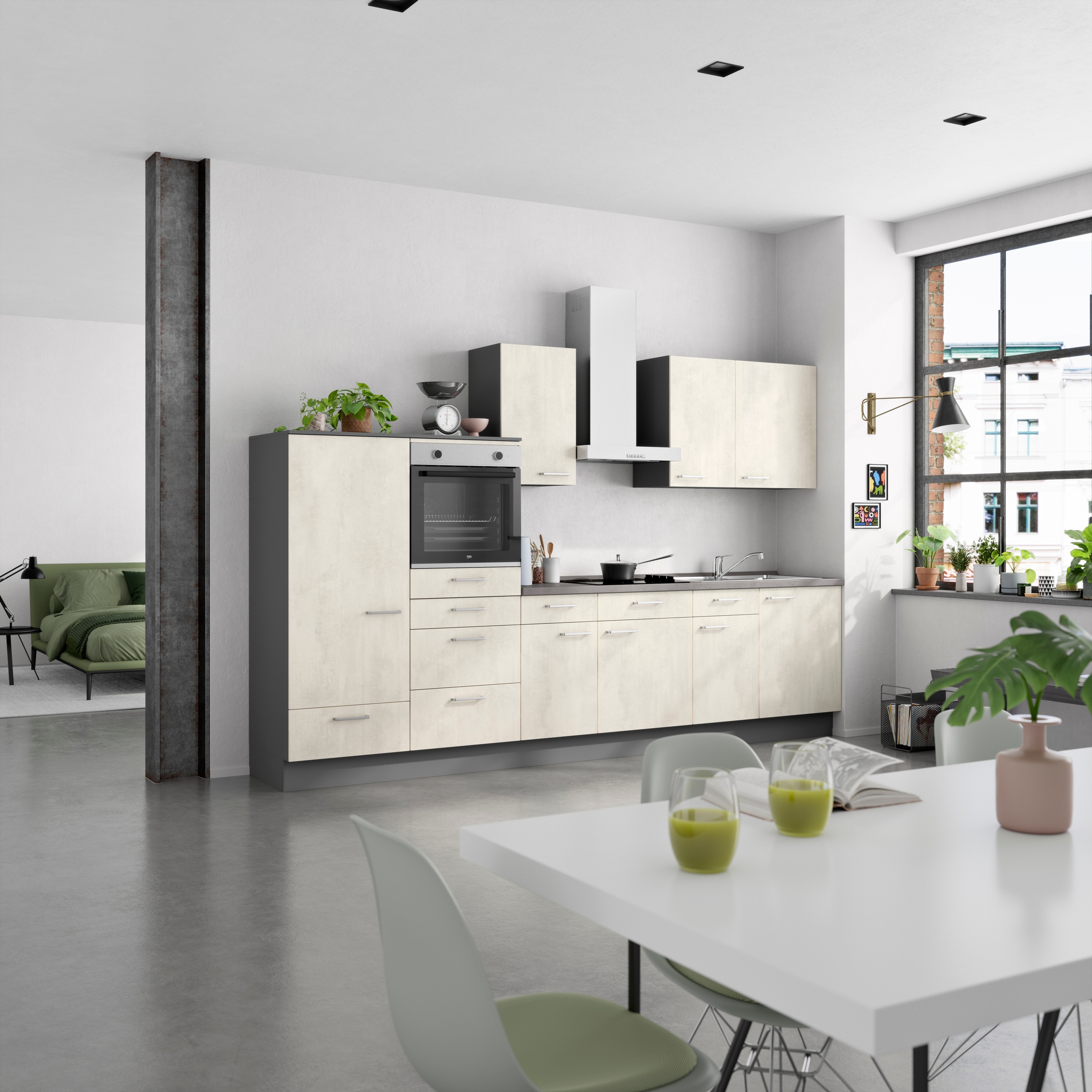 nobilia® Küchenzeile »"Riva I"«, vormontiert, Ausrichtung wählbar, Breite 330 cm, wahlw. mit E-Geräten