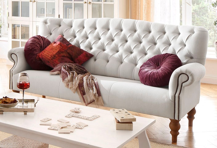 Home affaire Chesterfield-Sofa »Lord«, mit echter Chesterfield-Knopfheftung und Ziernägeln