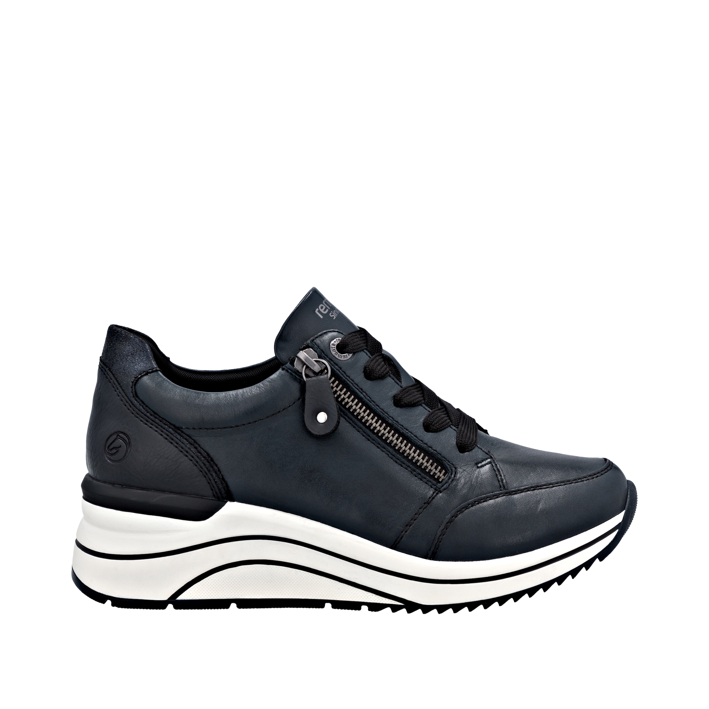 Remonte Keilsneaker, Freizeitschuh, Halbschuh, Schnürschuh mit goldfarbenem Logoanhänger