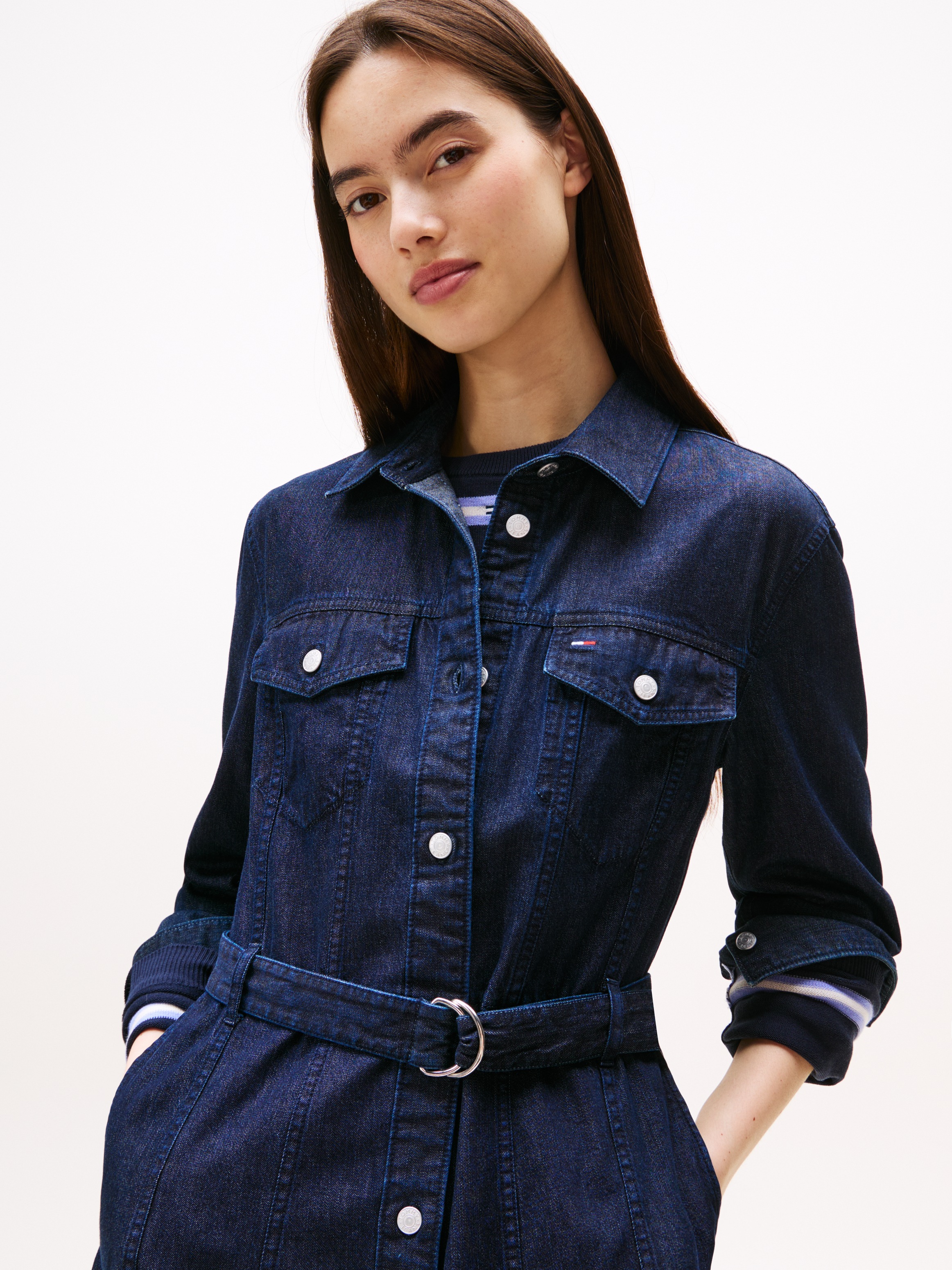 Tommy Jeans Jeanskleid "DENIM BELTED DRESS" Brusttaschen günstig online kaufen